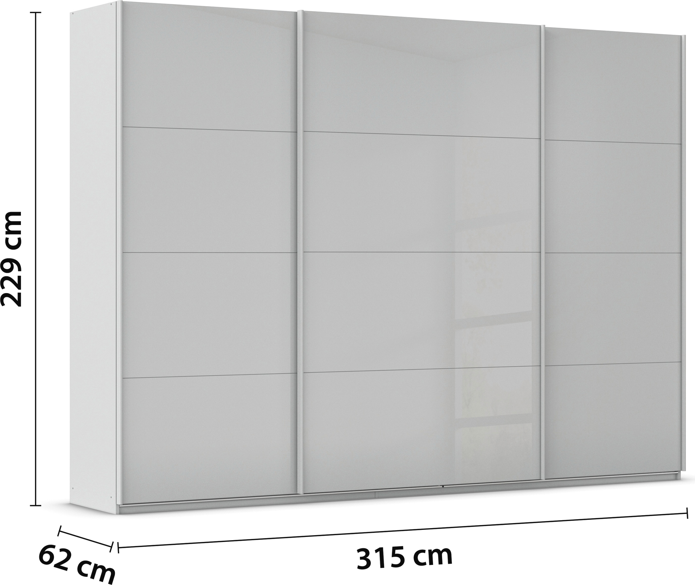 rauch Schwebetürenschrank »Kleiderschrank Schrank Garderobe AGORDO mit Glasfront«, durchdachte Innenausstattung, in 4 Breiten und 2 Höhen MADE IN GERMANY