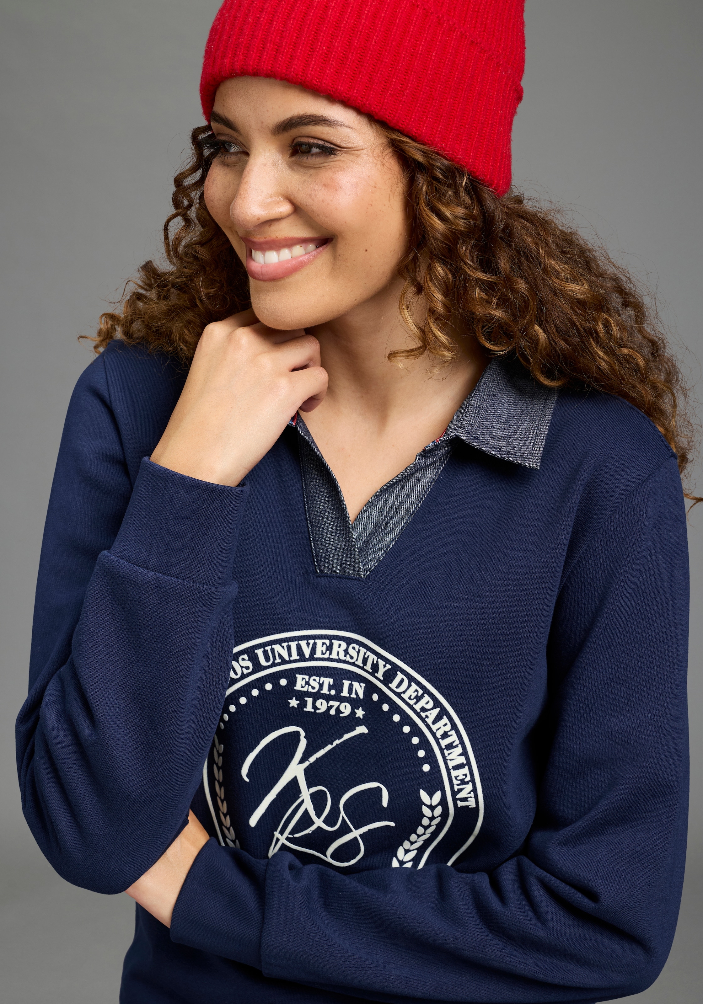 KangaROOS Sweatshirt, mit Polokragen und Blende, hüftlange Schnittform