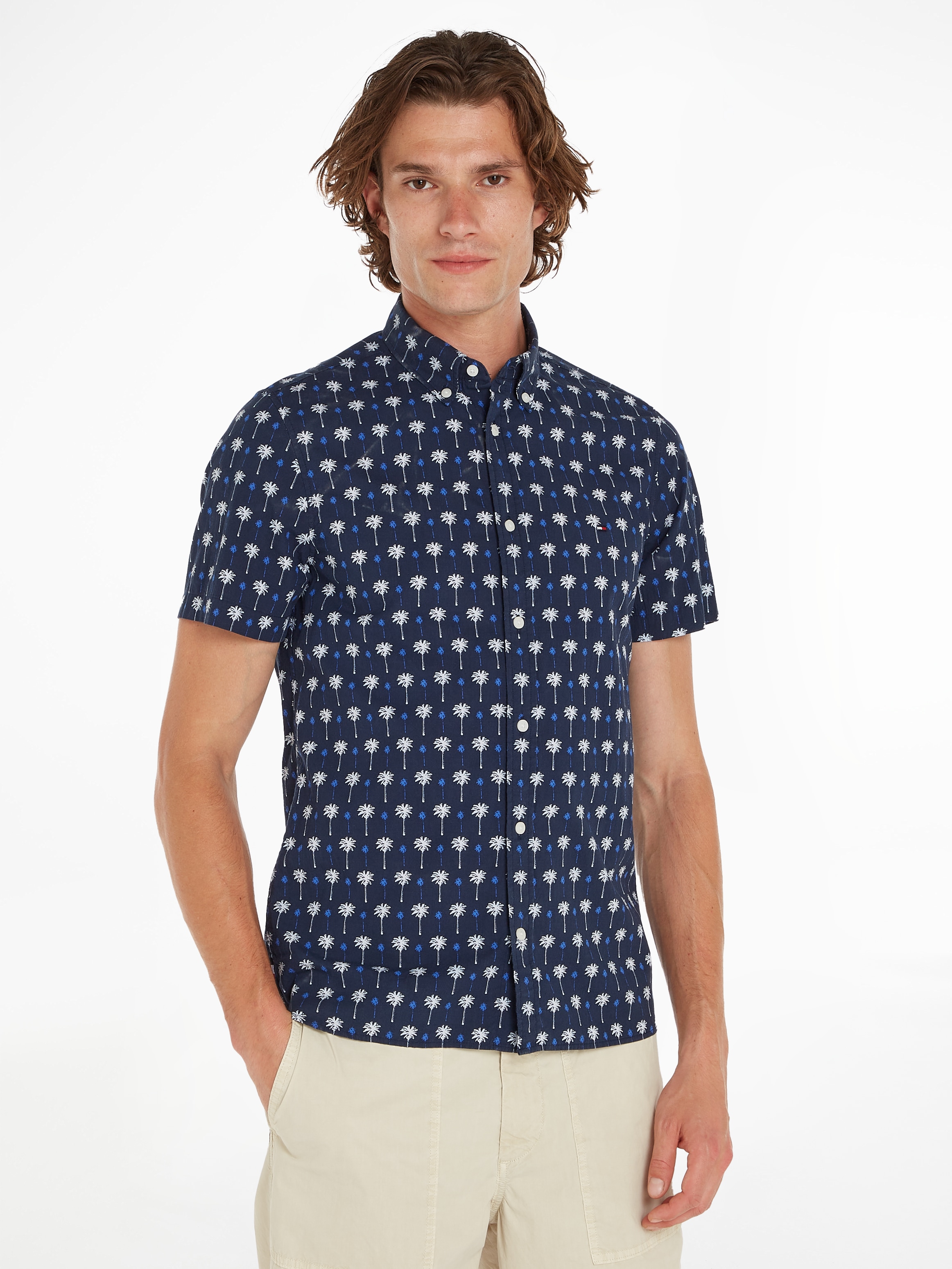 Tommy Hilfiger Kurzarmhemd »MINI PALM PRINT SF SHIRT«, mit zweifarbigen Print