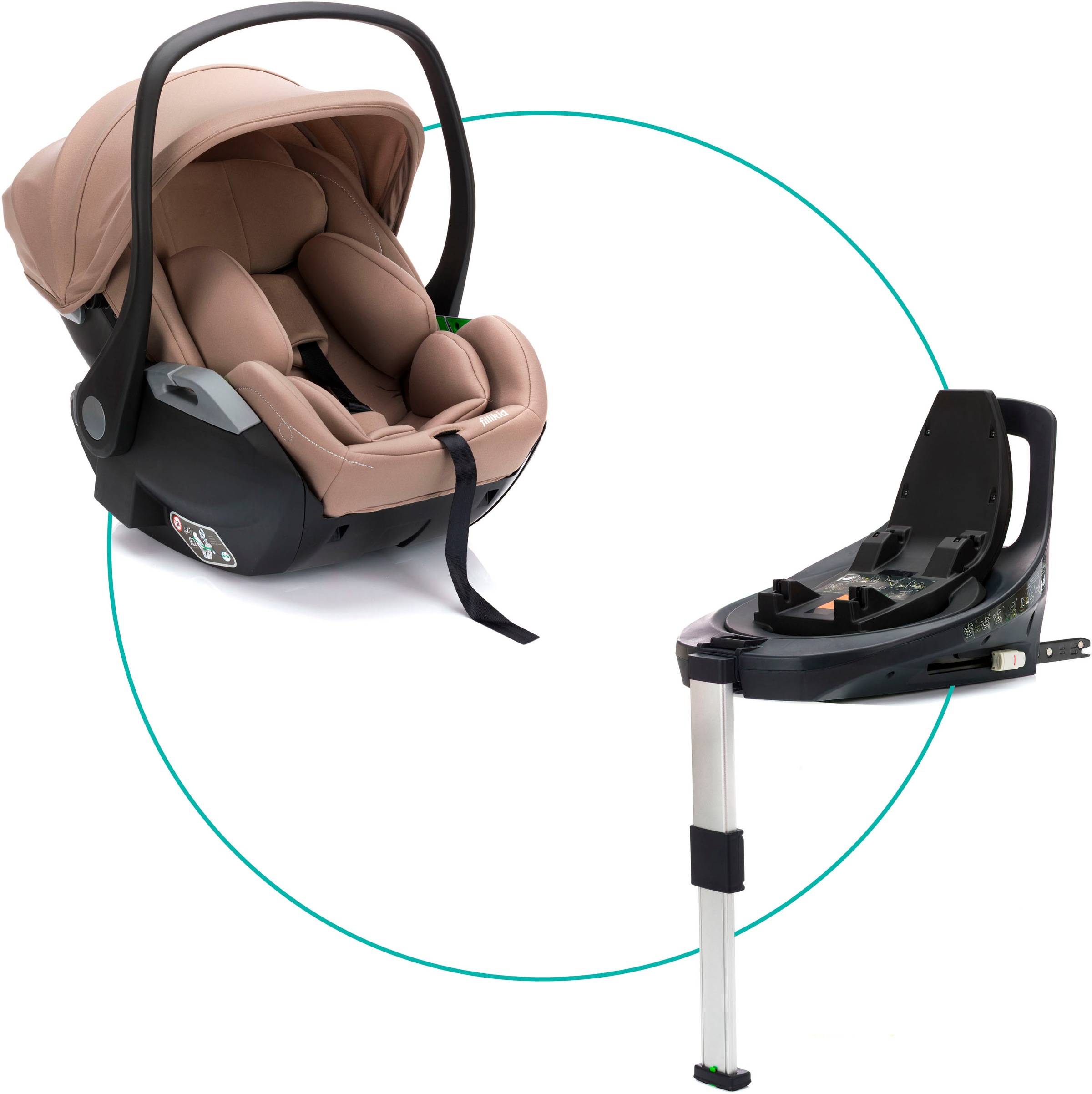 FILLIKID Baby Autokindersitz "NOA, inkl. Basisstation", braun, Polyester, Kindersitze, Gr. 0, 360