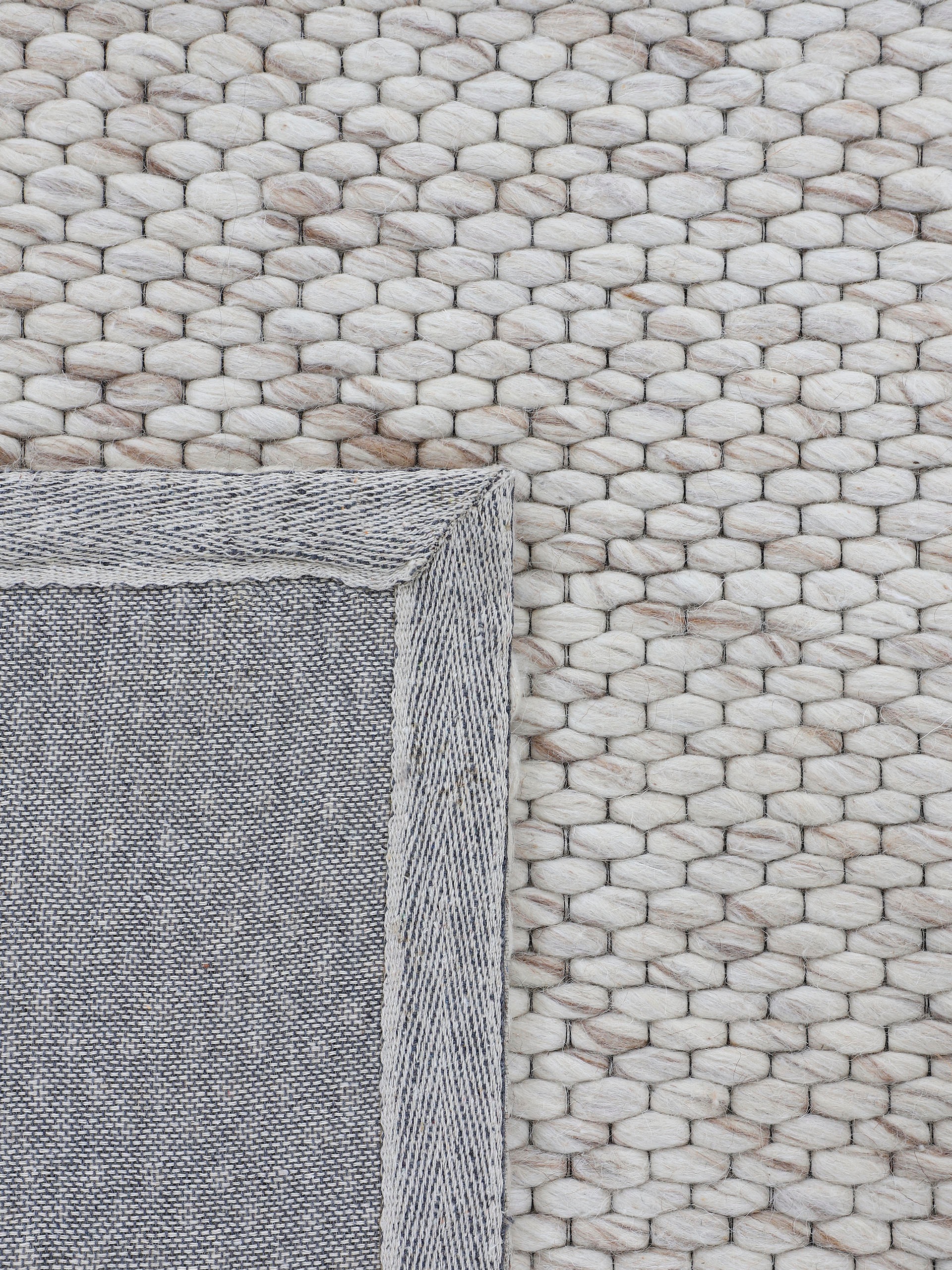 Wollteppich CARPETFINE "Sina, auch als Läufer", beige, B:80cm H:14mm L:150cm, Wolle, Teppiche, Handweb Teppich, reine Wolle, meliert, handgewebt, weich & kuschelig 3