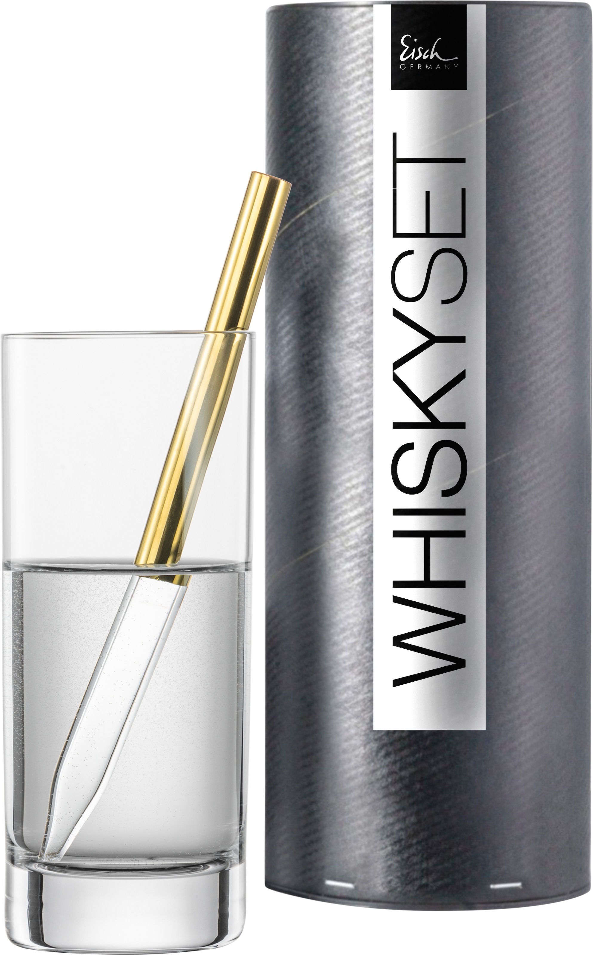 Eisch Whisky-Pipette »Gentleman«, (Set, 2 St.), Kristallglas, metallicbeschichtet, inkl. 1 Wasserglas, 190 ml