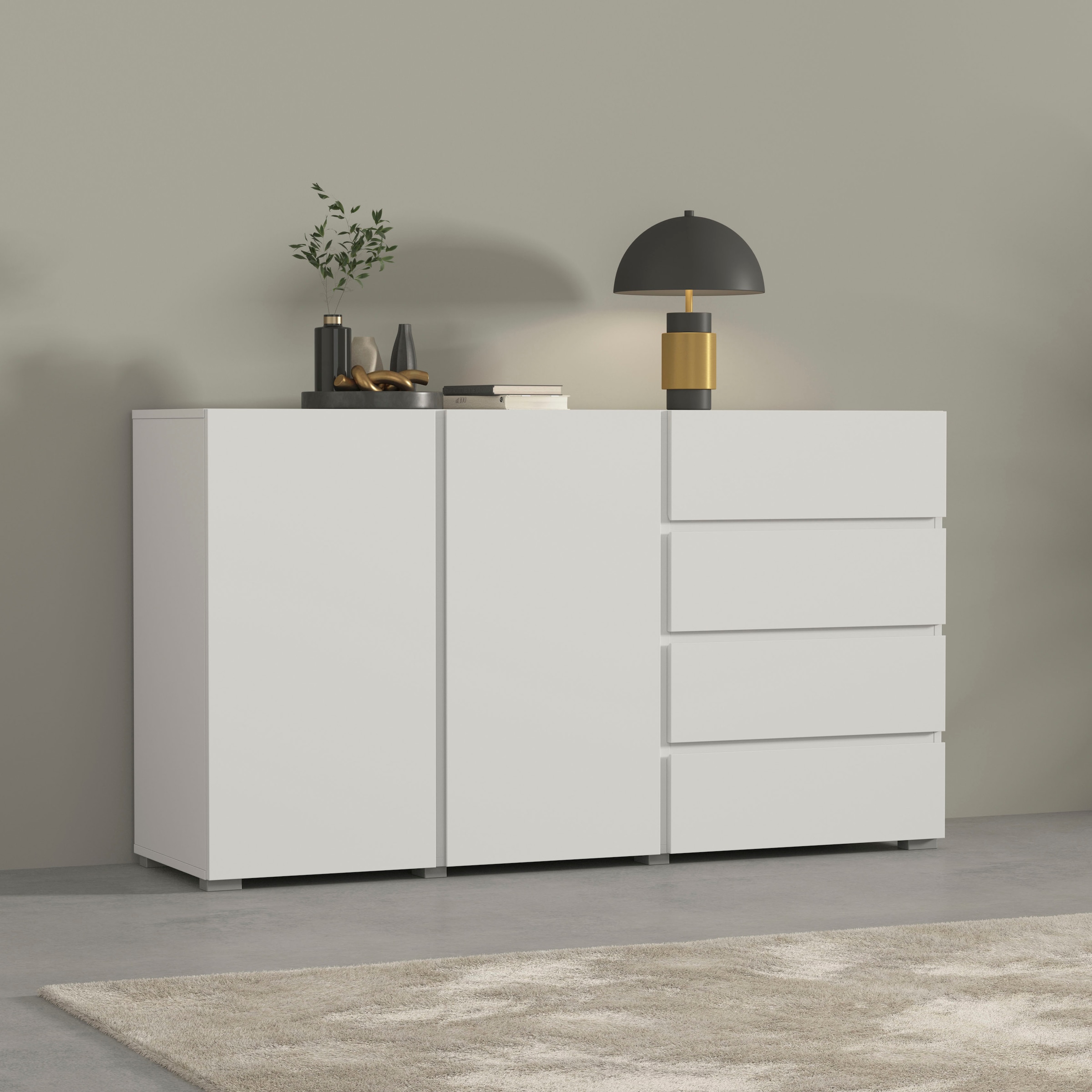 INOSIGN Sideboard "Metric,Breite 138 cm, grifflose Kommode 2 Türen/4 Schubk günstig online kaufen