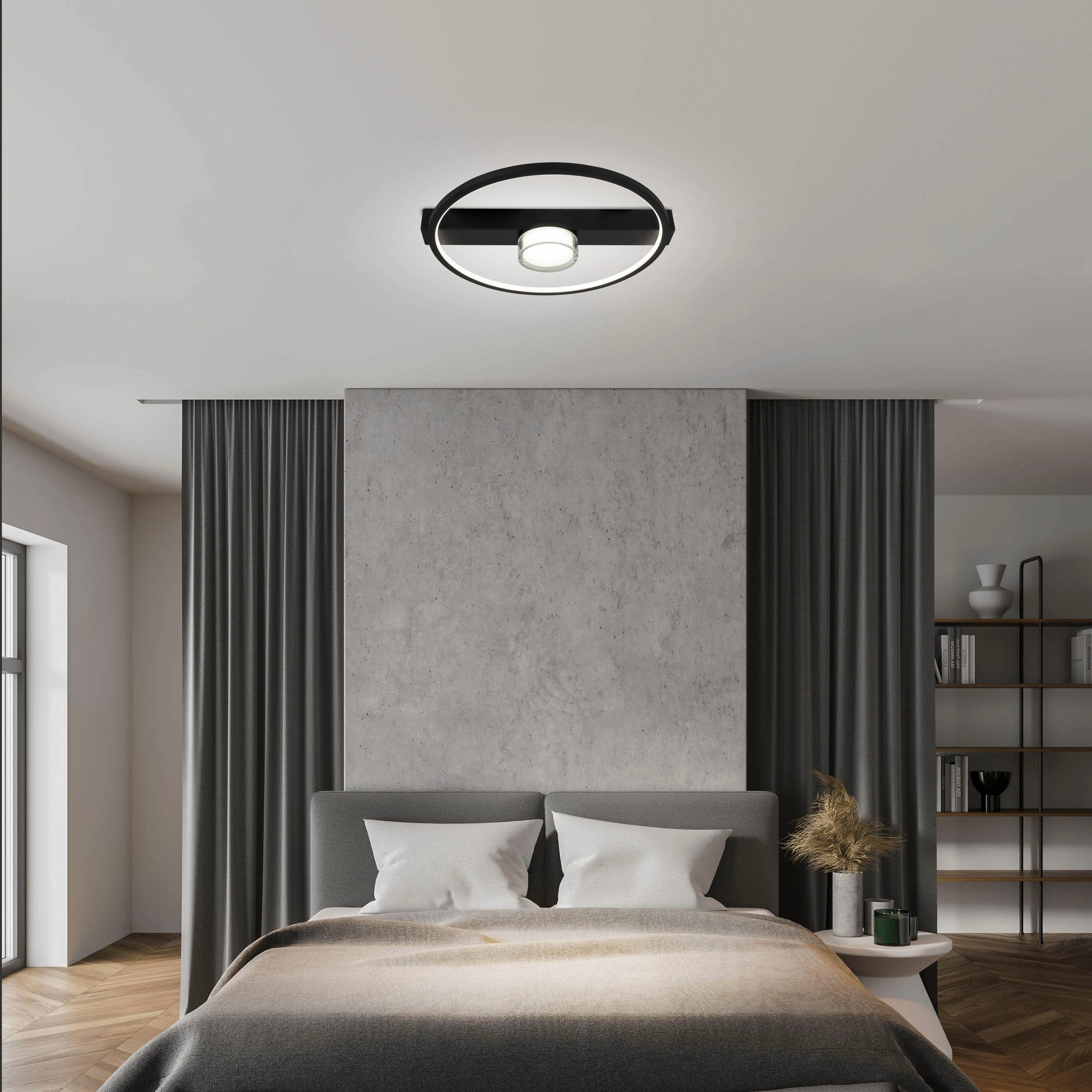 näve LED Deckenleuchte »Cimo«, 1 flammig, Leuchtmittel LED-Modul | LED wechselbar, stufenweise dimmbar per Wandschalter, Lichtfarbe warmweiß, schwarz