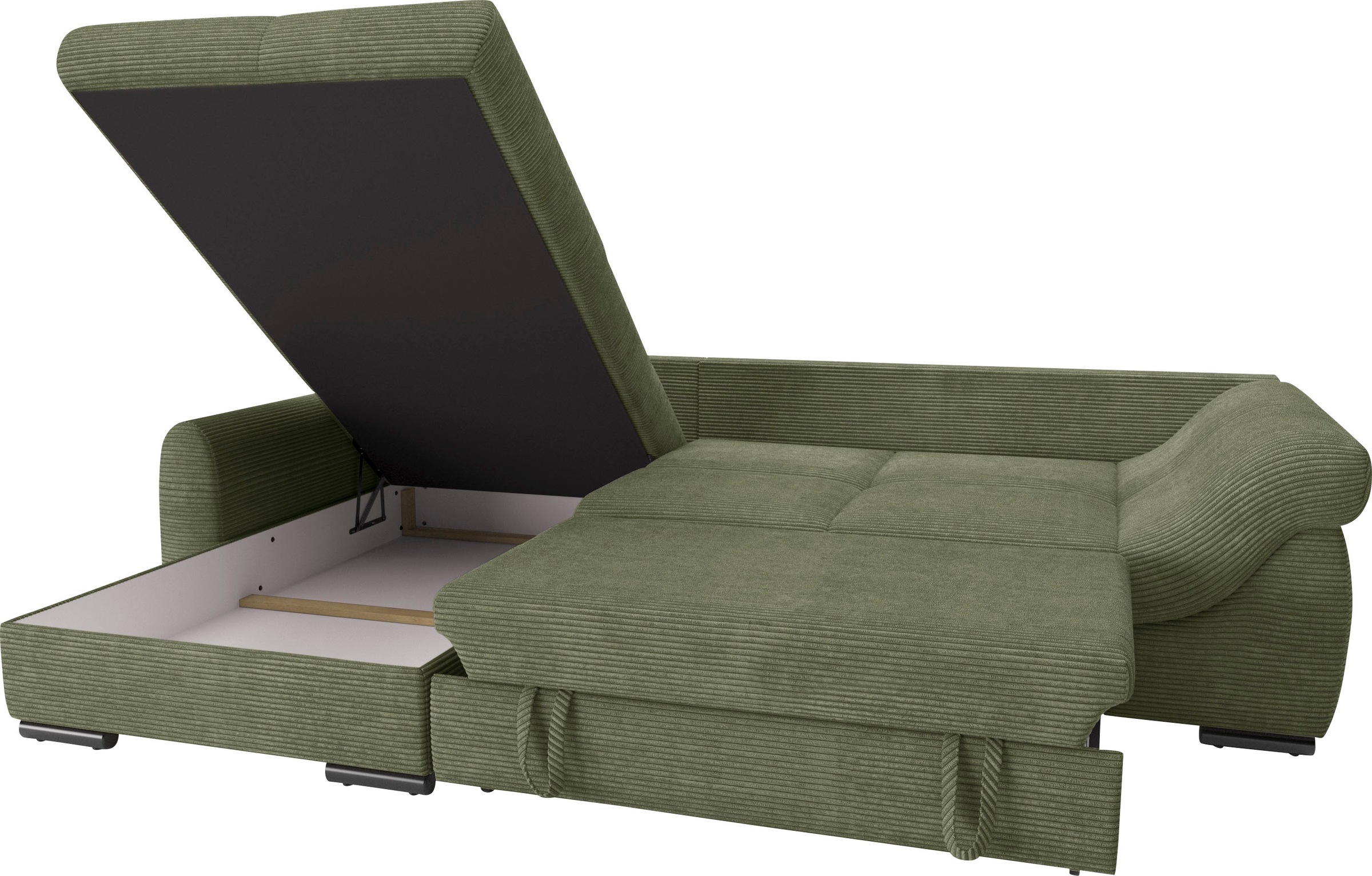 Mr. Couch Ecksofa »Livorno DuraFlex L-Form«, inkl. Hochschläfer-Bettauszug, XL-Bettkasten weiß beschichtet