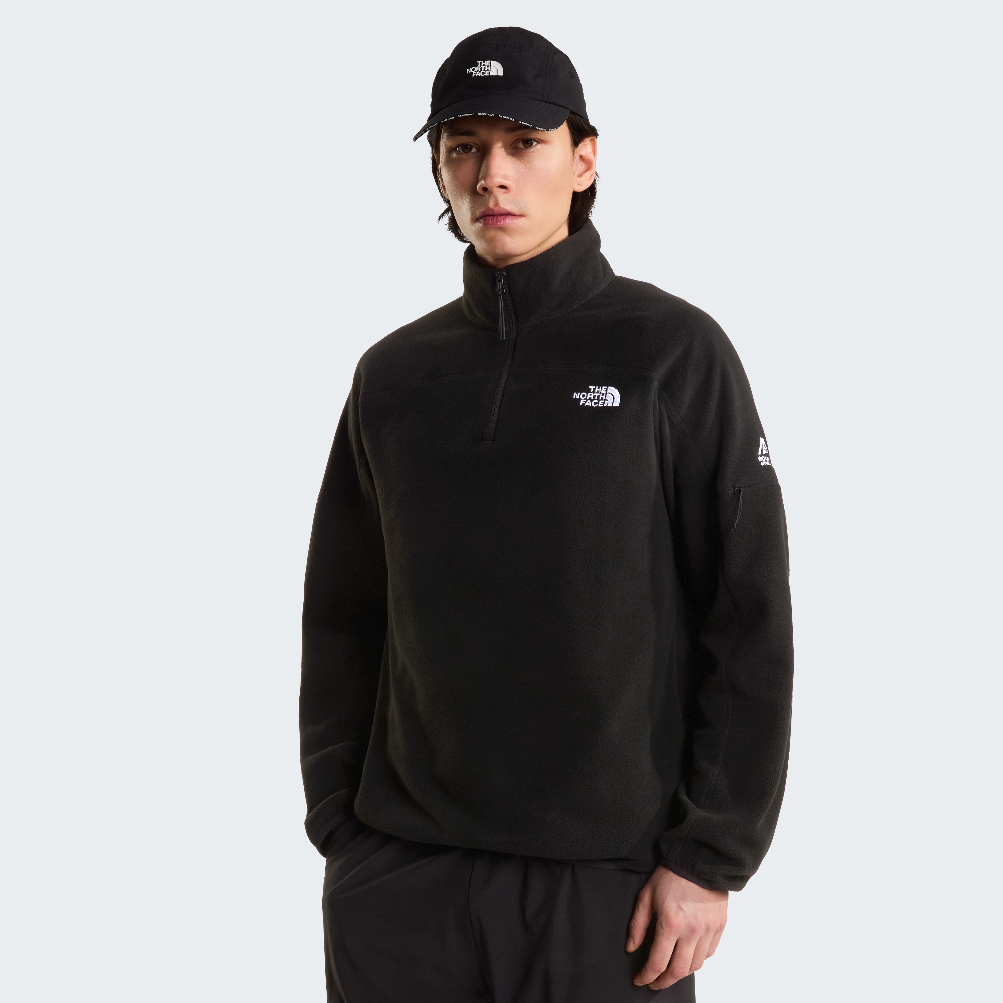 The North Face Sweatshirt "M MOUNTAIN ATHLETICS GLACIER 1/4 ZIP FL", mit angesetzten Bündchen an Ärmeln und Saum, aus Polyester