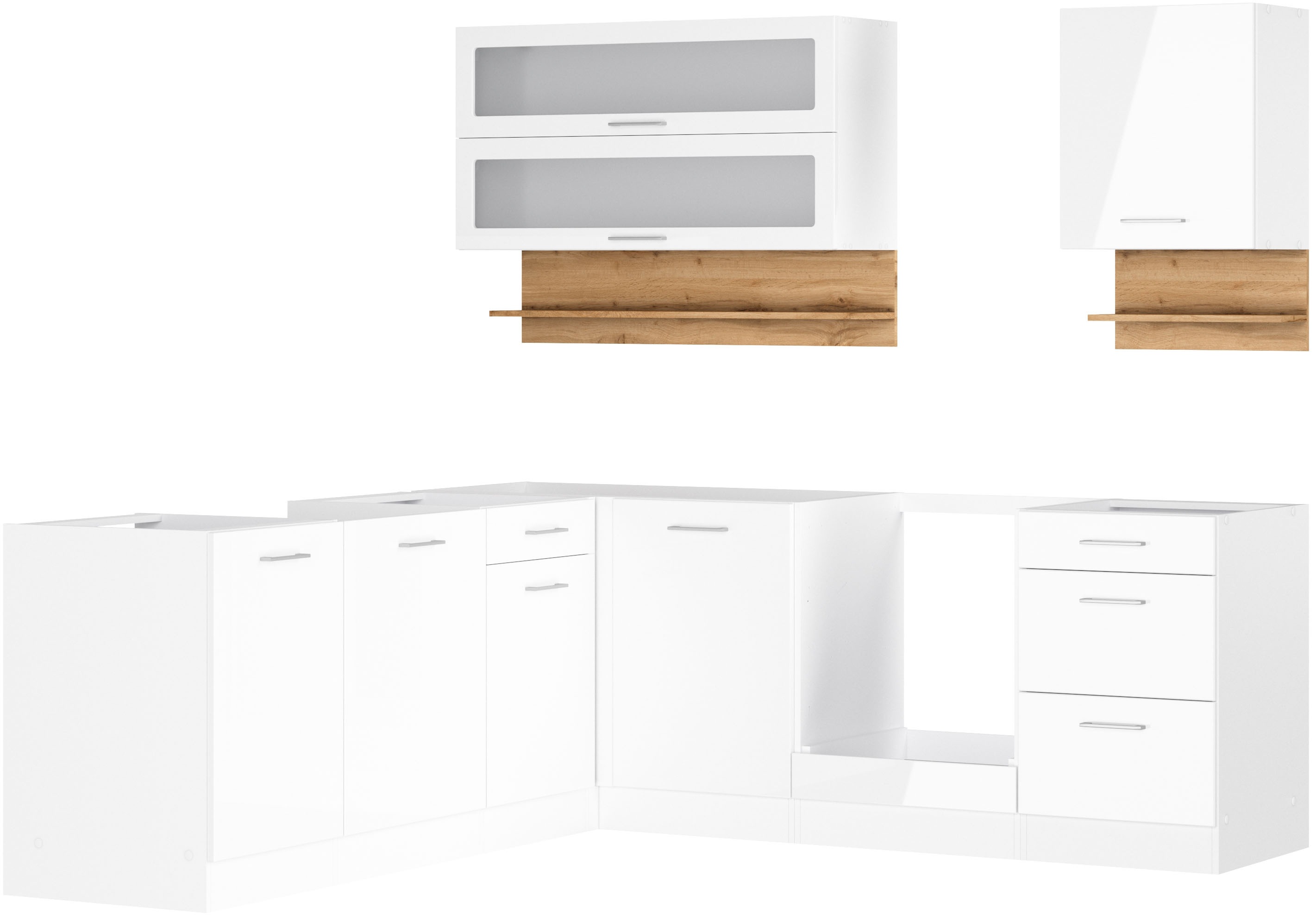 KOCHSTATION Winkelküche "KS-Milan" Stellbreite 220/220 cm, viel Stauraum, wahlweise mit E-Geräten