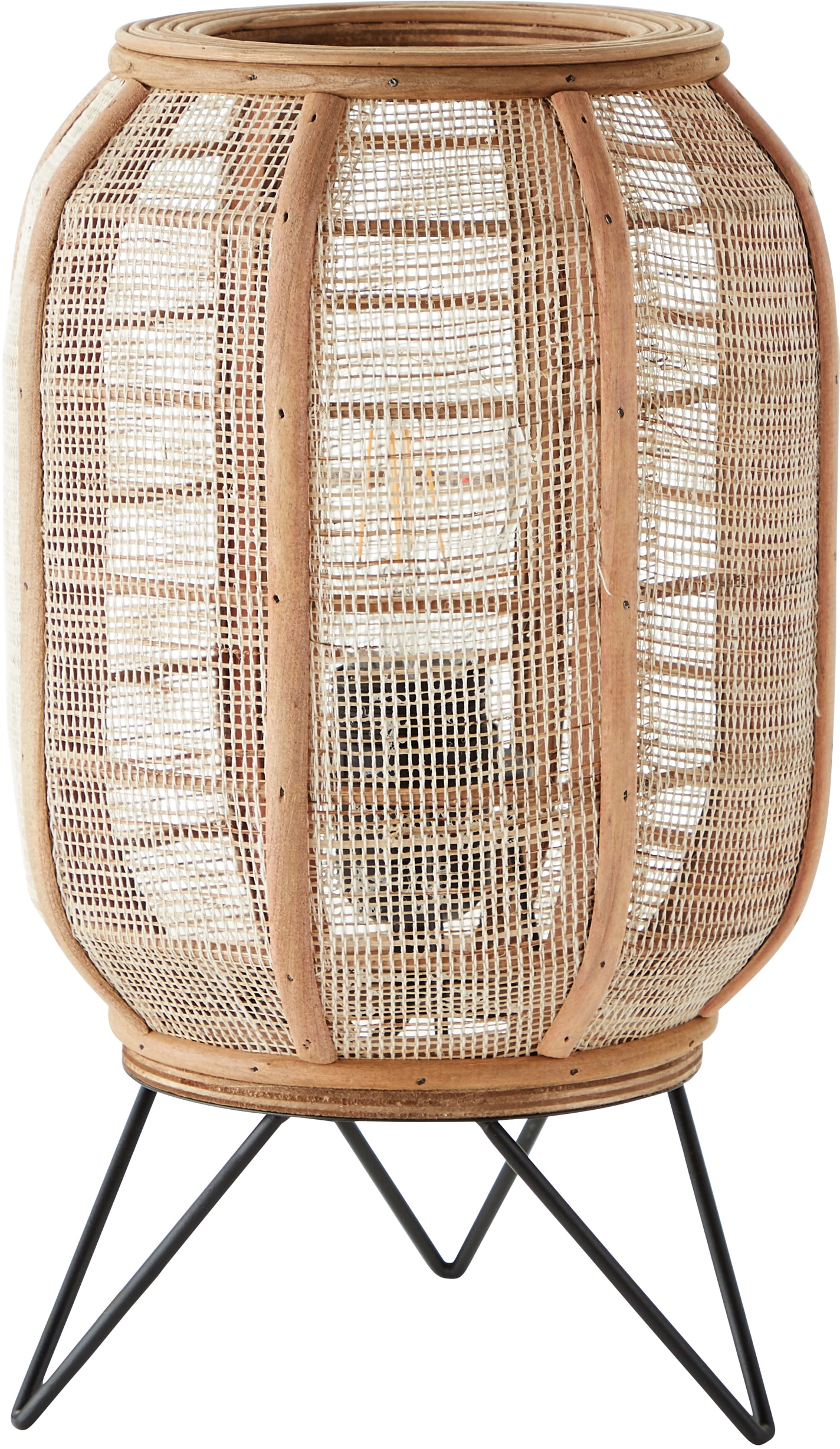 Holz aus 32cm Textil Schirm | affaire flammig-flammig, Style mit Höhe, BAUR im Home Tischlampe »Rouez«, Nature und 1 Tischleuchte