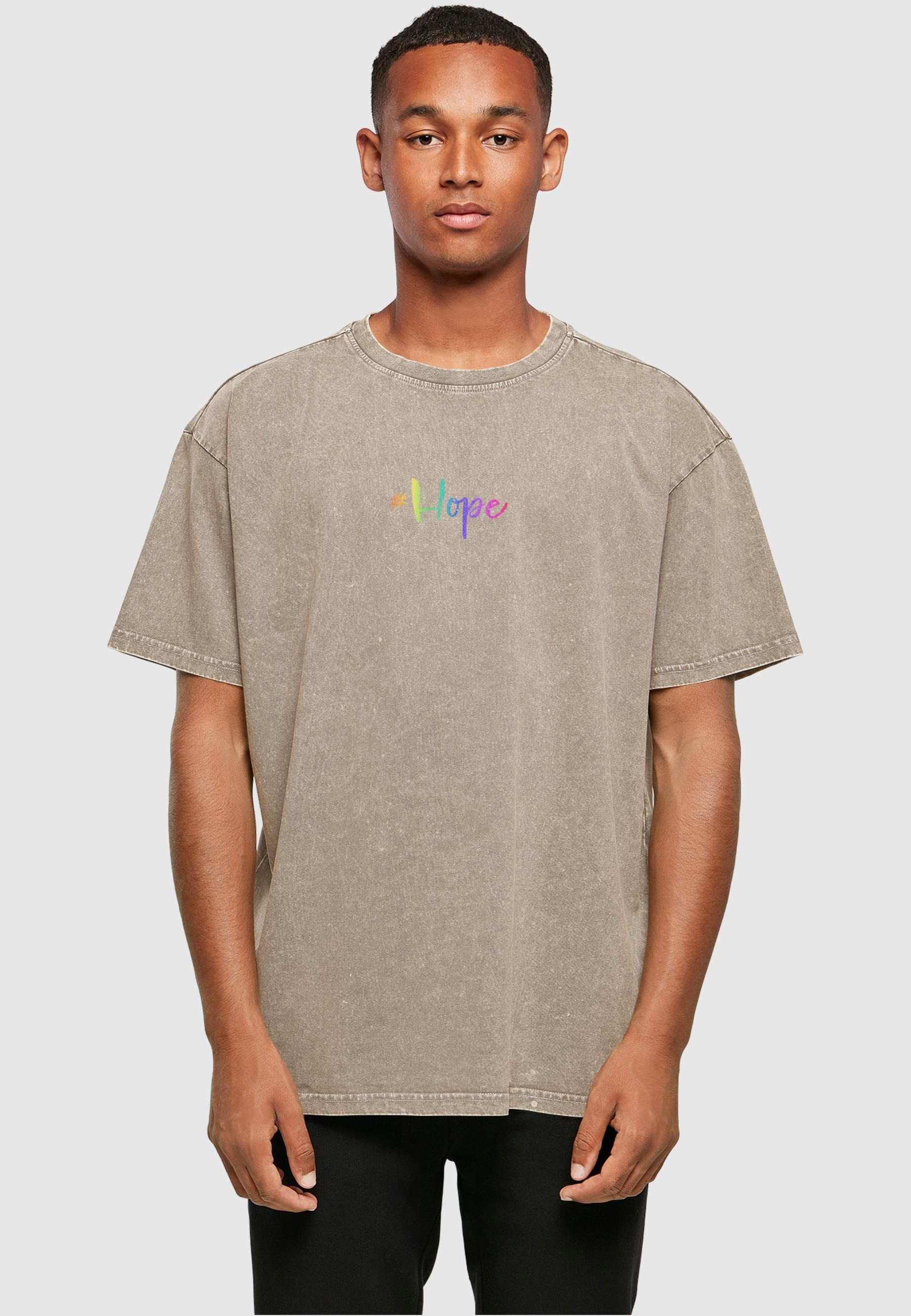 Thumbnail - Merchcode T-Shirt "Merchcode Herren Hope Rainbow Acid Washed Heavy Oversized Tee" 1 Stk.