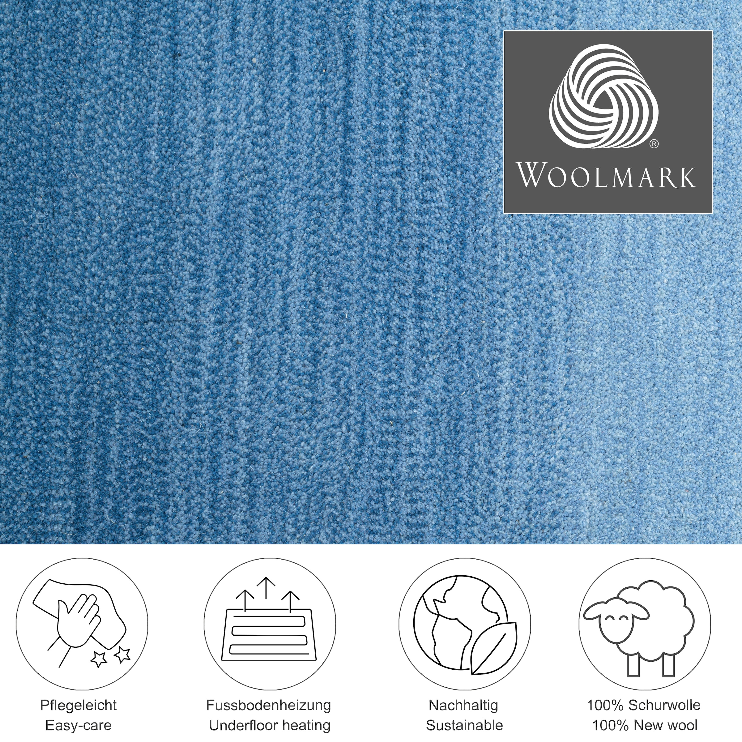 THEKO Wollteppich »Wool Comfort«, rechteckig, 14 mm Höhe, Handweb Teppich, reine Wolle, handgewebt, brilliante Farben, Scandi