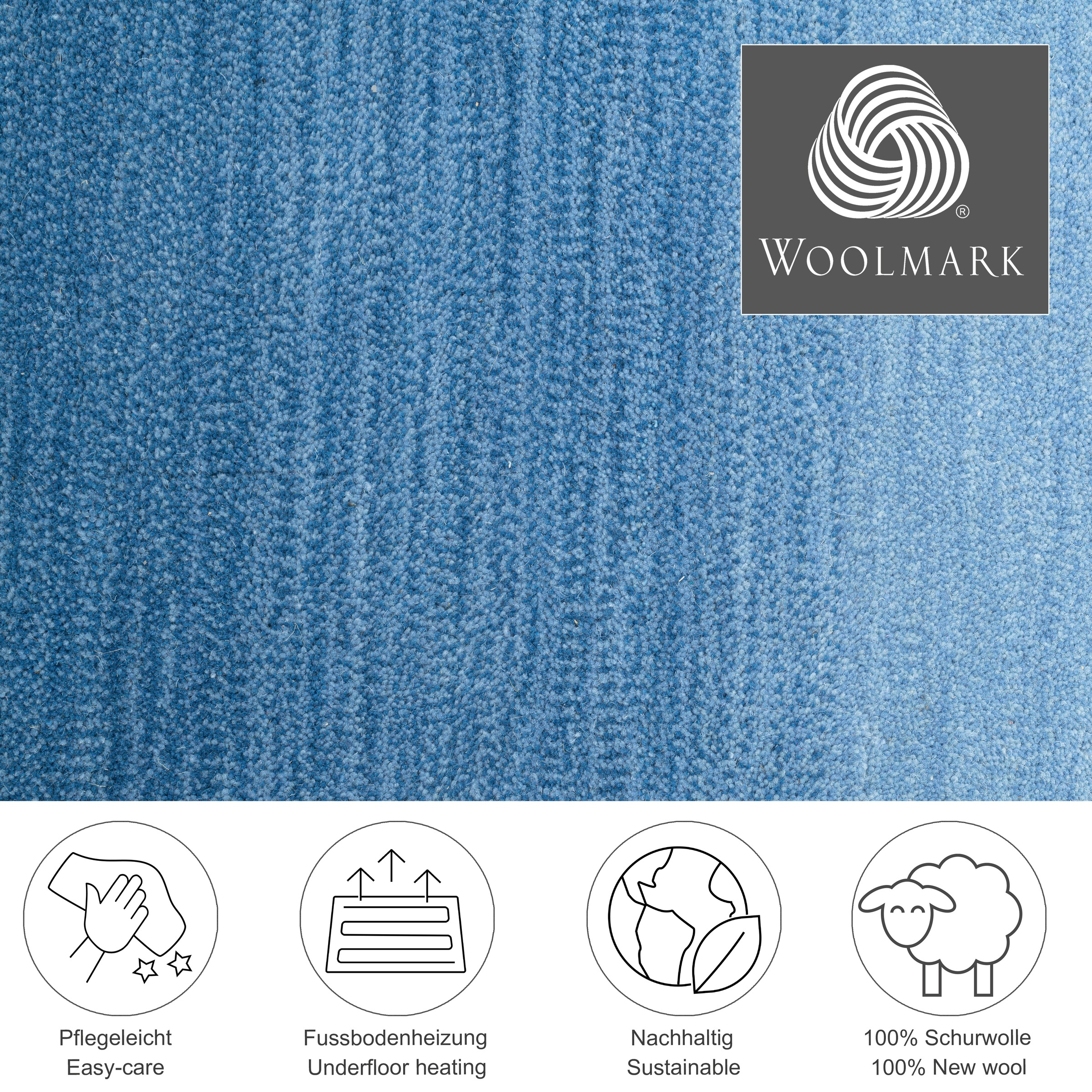 Thumbnail - THEKO "Wool Comfort" rechteckig 15 mm Höhe Handweb Teppich, reine Wolle, handgewebt, brilliante Farben, Scandi