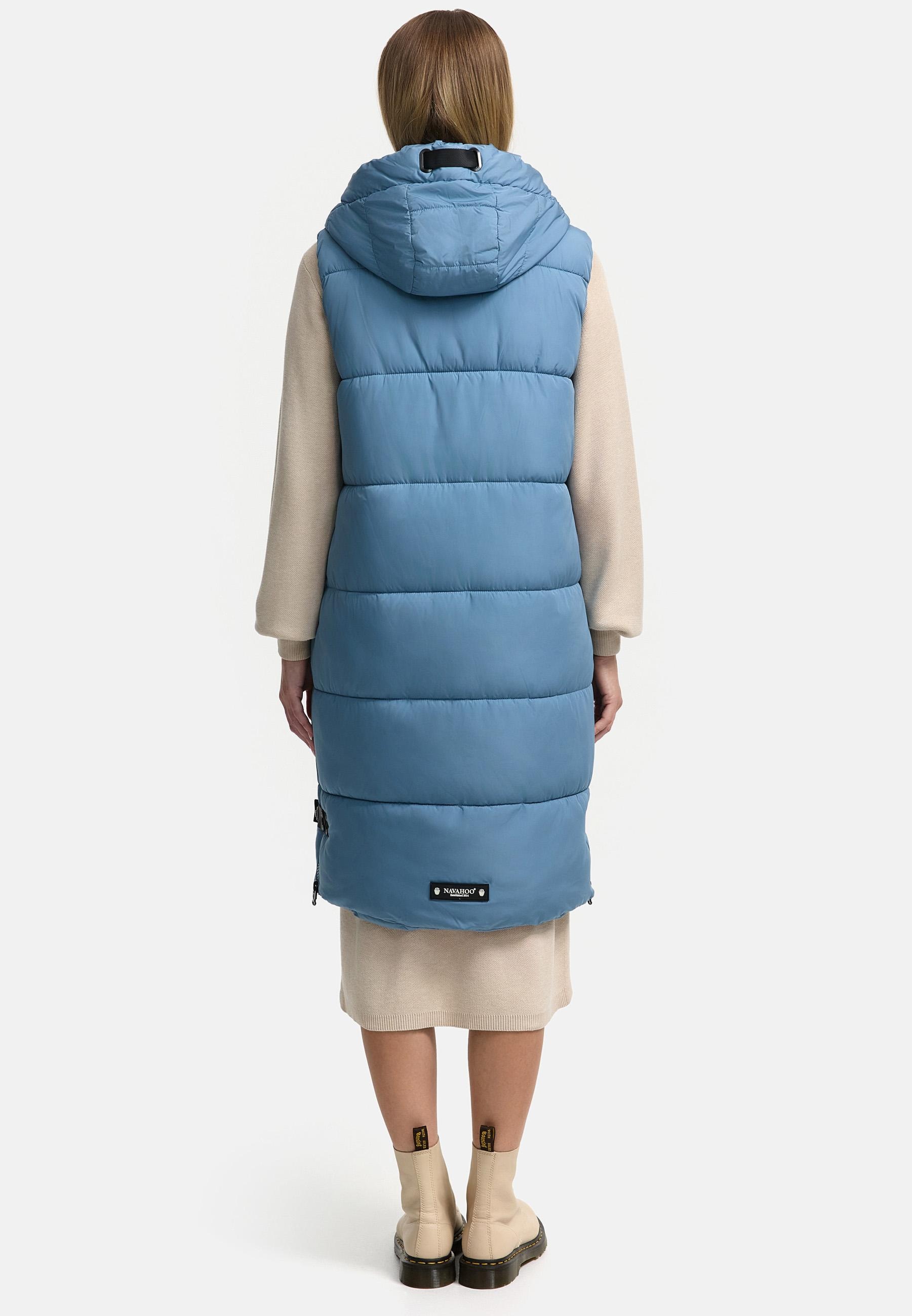 Navahoo Steppweste »Schnuffelchen«, (1 tlg.), warme Damen Outdoor-Weste lang mit Kapuze