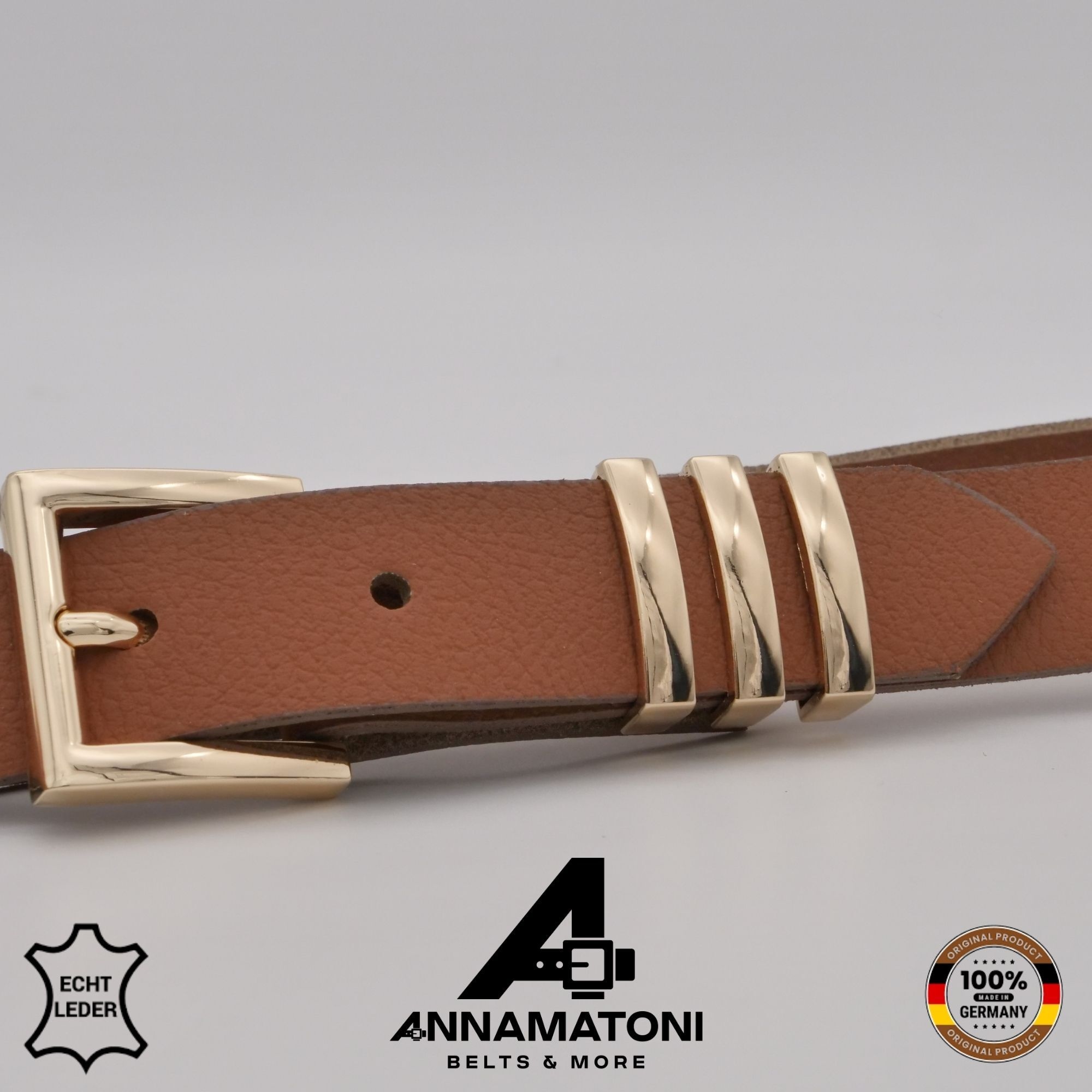 AnnaMatoni Ledergürtel »AnnaMatoni AnnaMatoni Damen Ledergürtel mit goldfarbener«