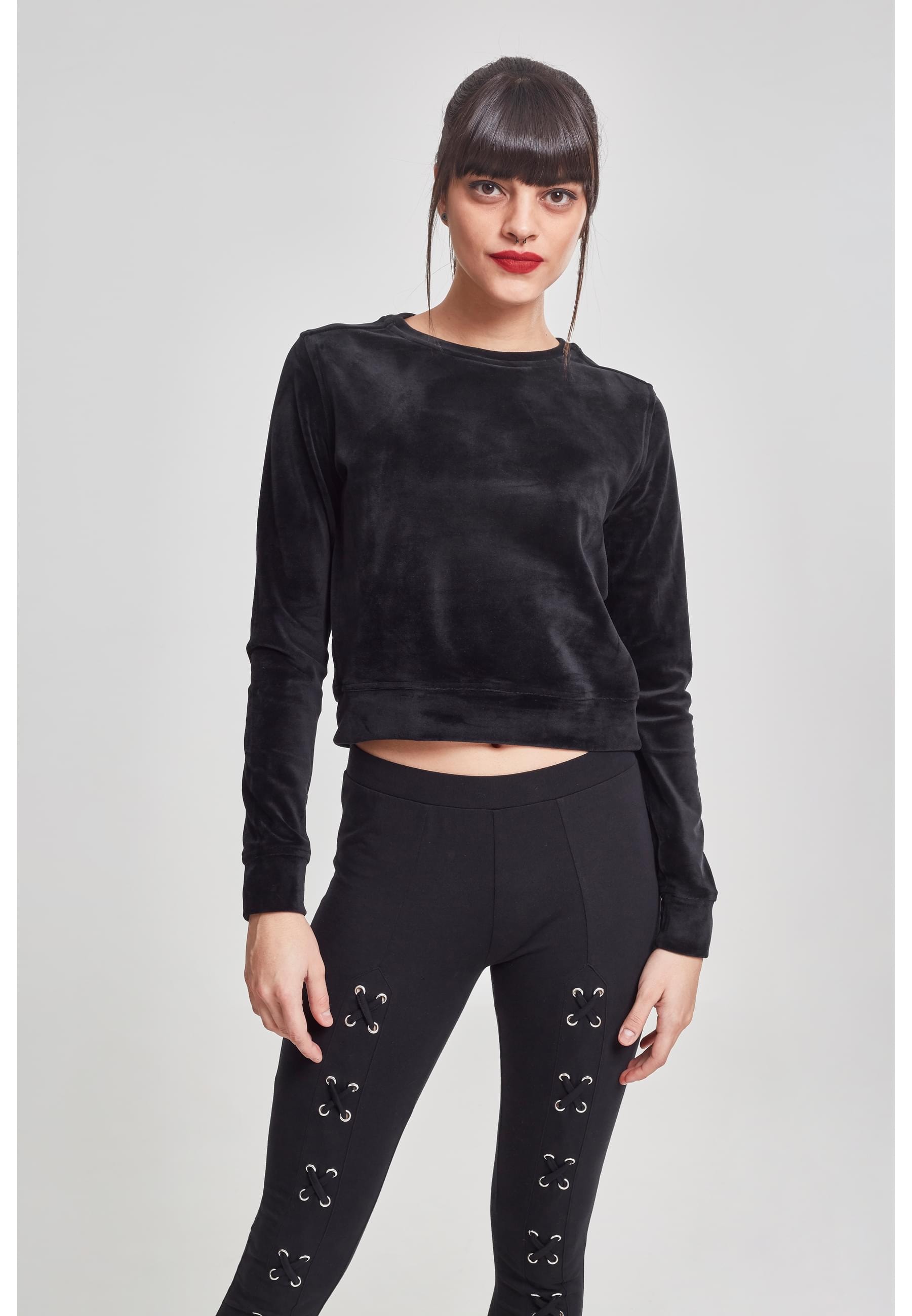 URBAN CLASSICS Sweatshirt »Urban Classics Damen Ladies Short Velvet Crew«, 1 Stk.
