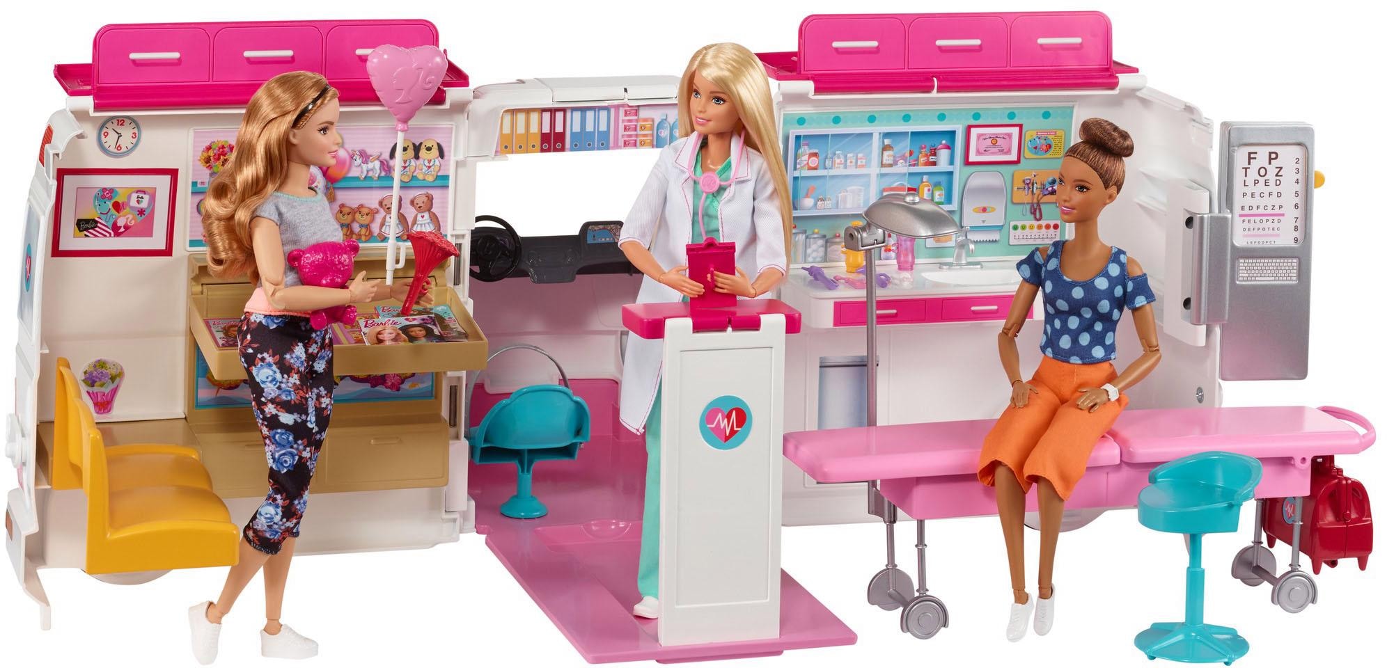 Barbie Puppen Fahrzeug »Krankenwagen 2-in-1 Spielset«, mit Licht & Geräuschen