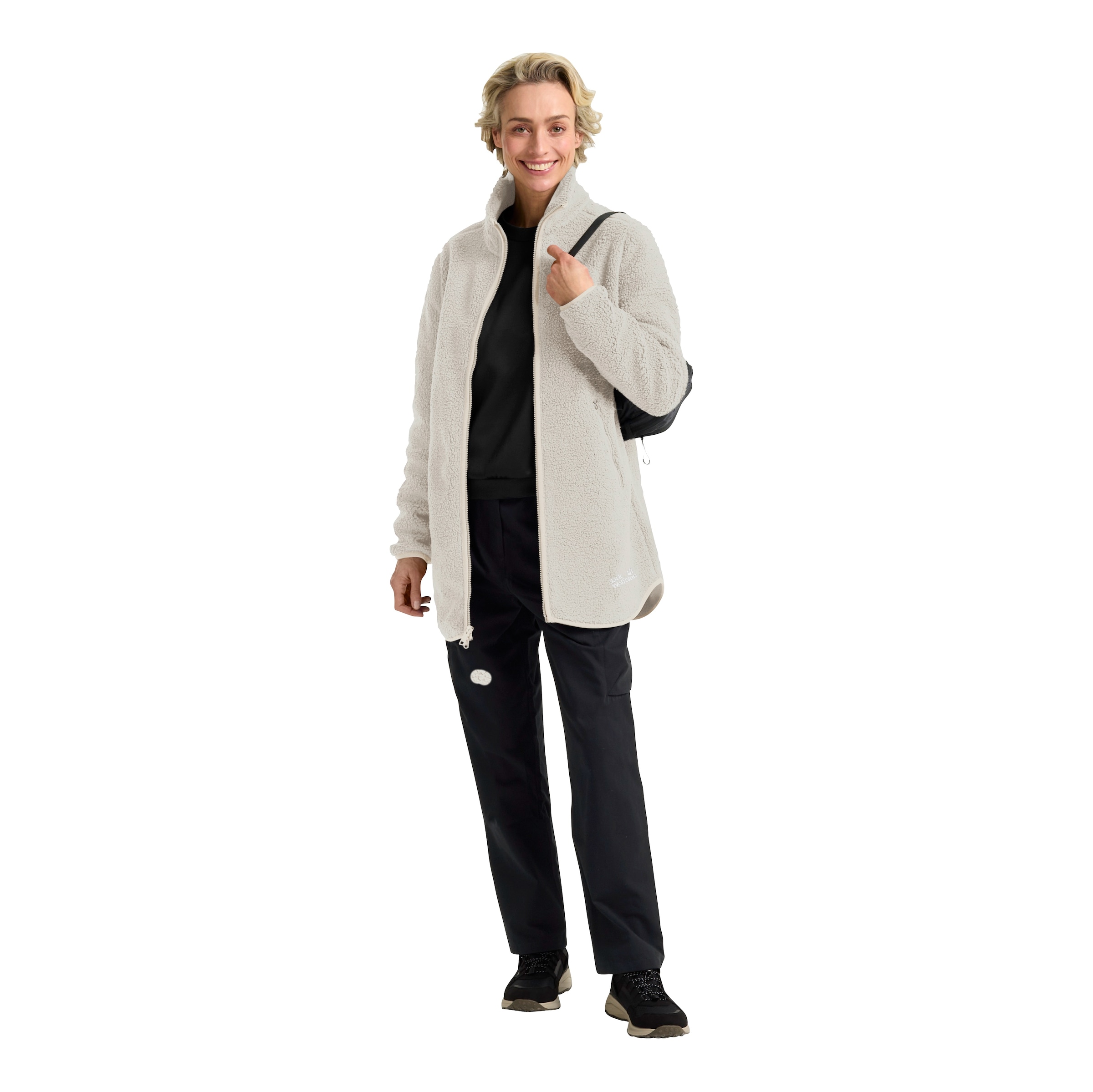 Jack Wolfskin Funktionsmantel »Sherpafleecemantel HIGH CURL COAT W«, Wärmend, winddicht, Übergangsjacke