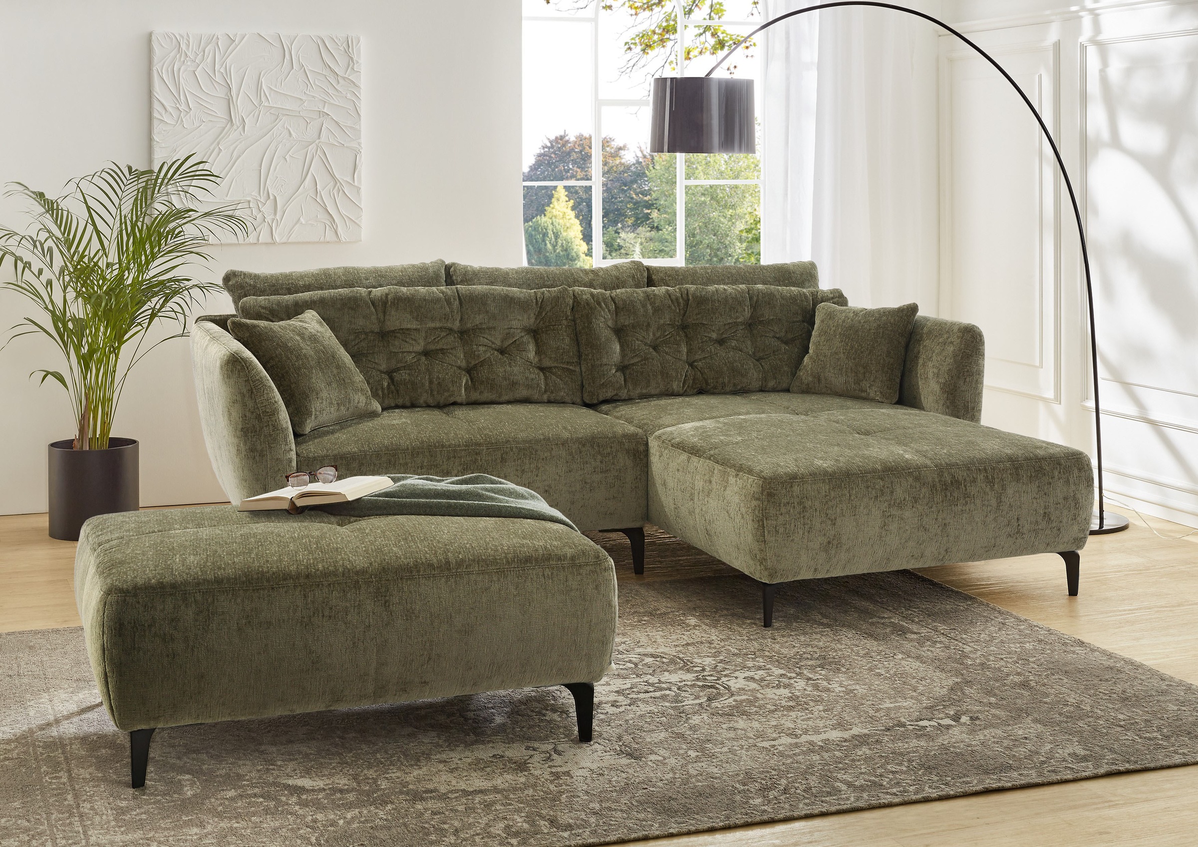 Jockenhöfer Gruppe Hocker "Salo, B: 114 cm" im Retrolook mit Wellenunterfed günstig online kaufen