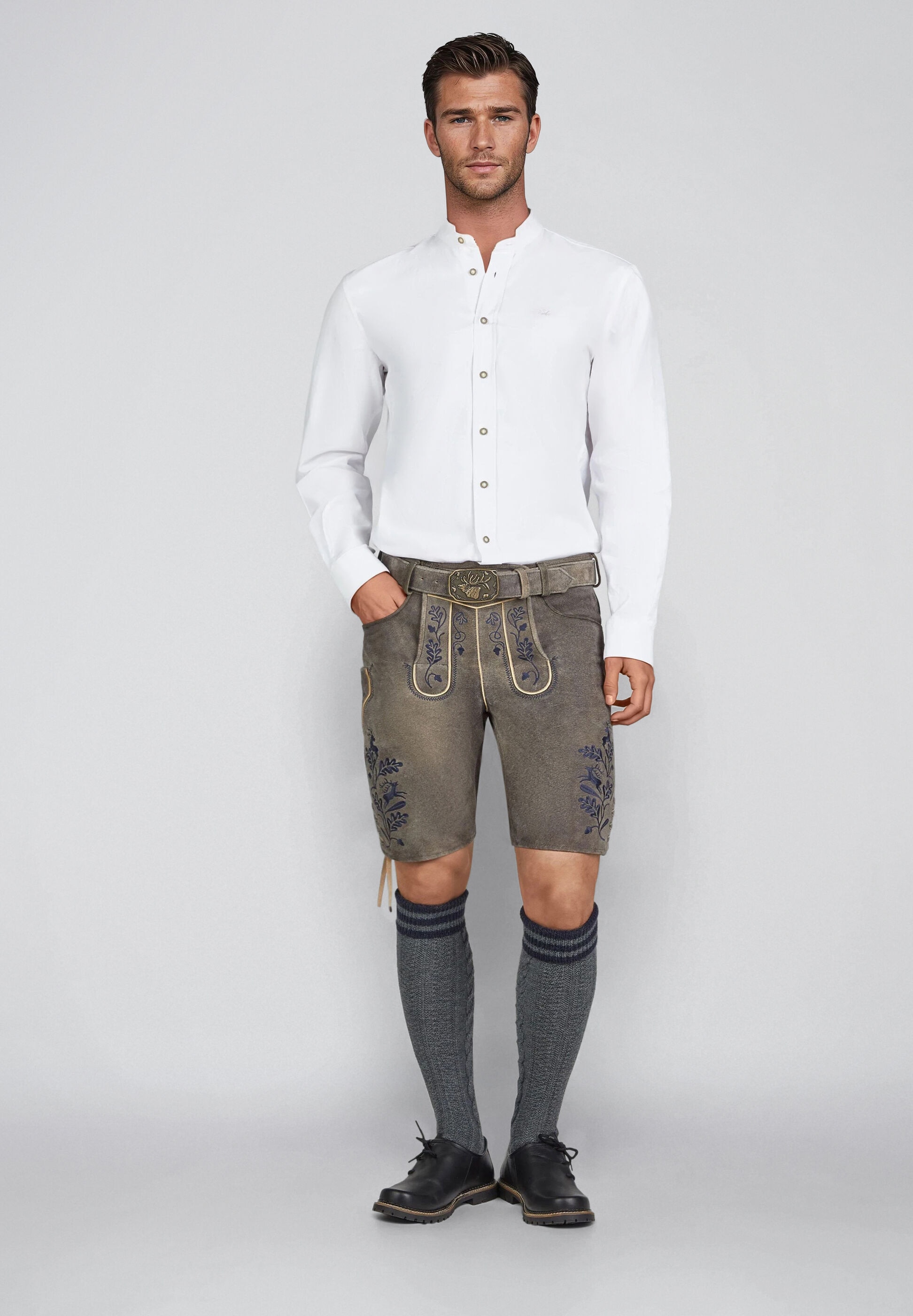 Spieth & Wensky Lederhose »Hofmeister«  mit Stickerei am Beinabschluss