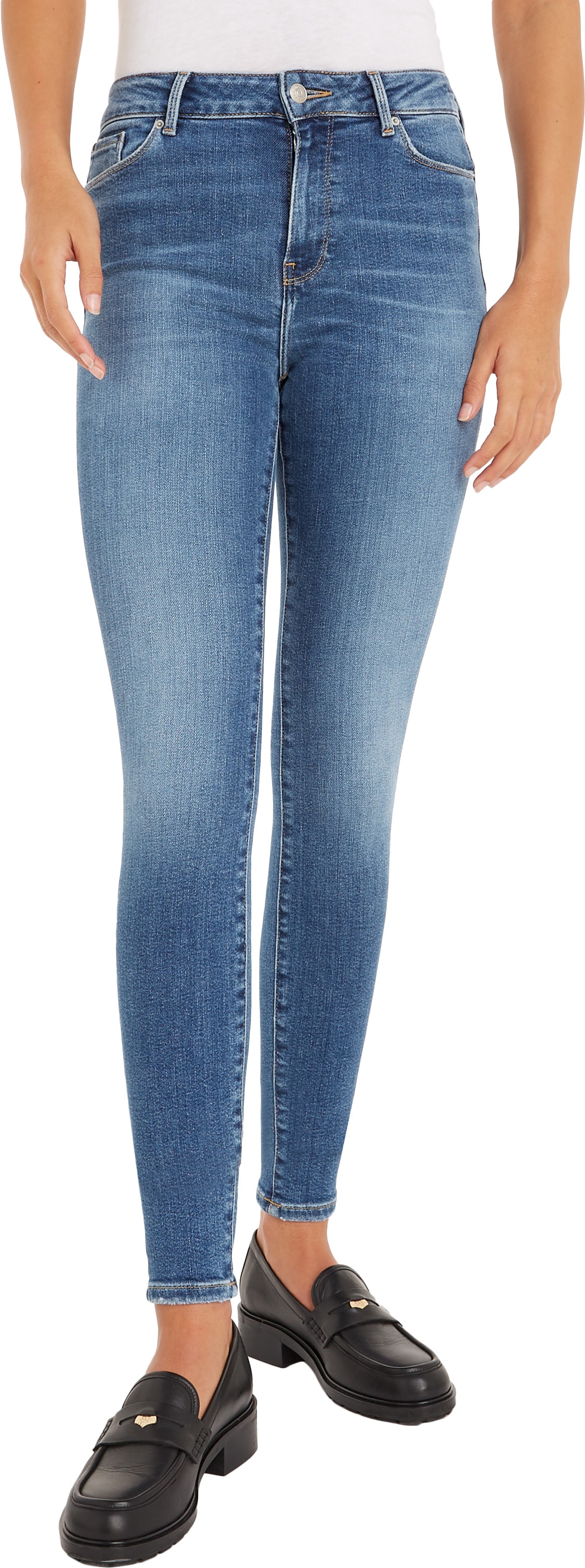 Tommy Hilfiger Curve Skinny-fit-Jeans »CRV TH HARLEM U SKINNY HW LEO«, PLUS  SIZE CURVE,mit leichten faded-out Effekten online bestellen | BAUR