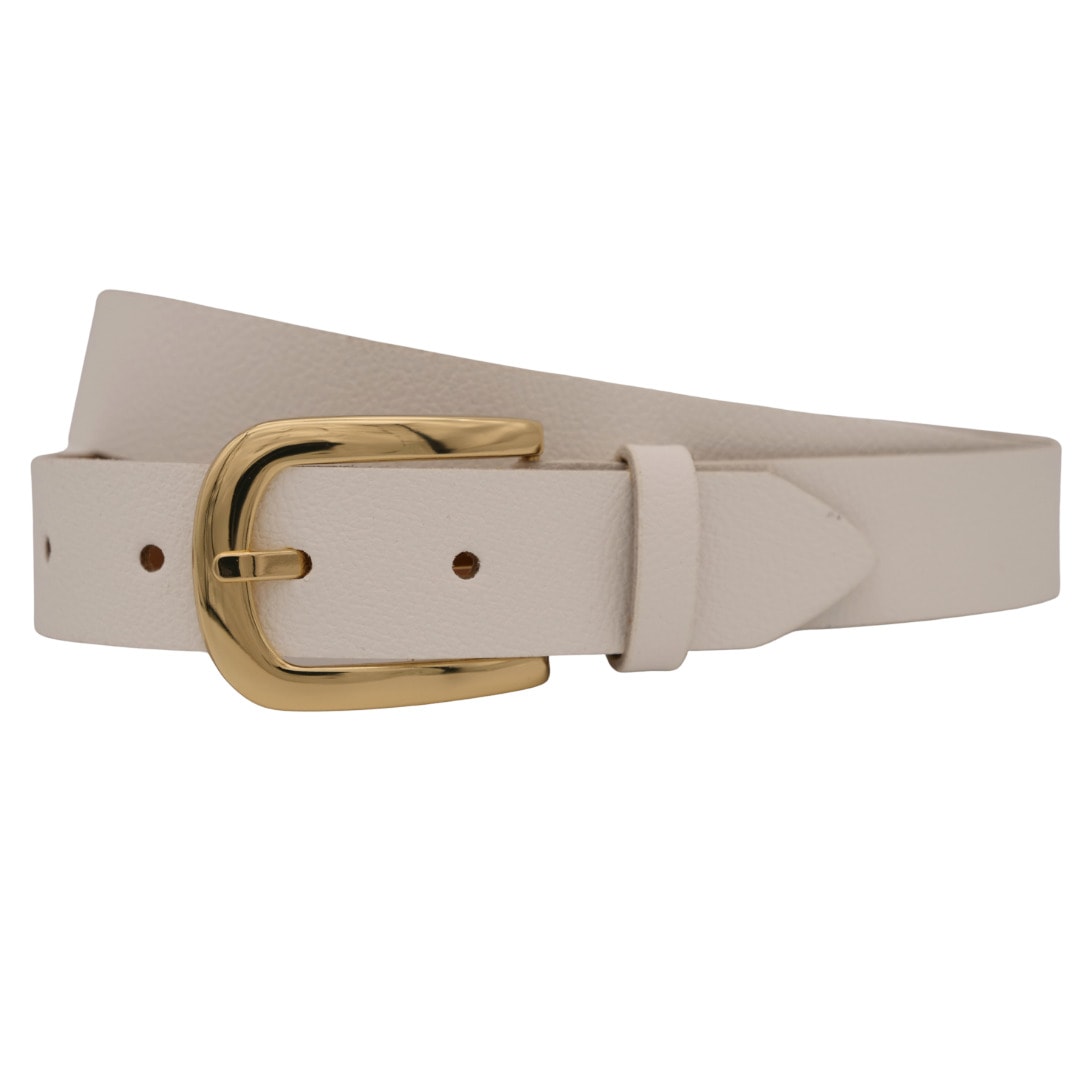 Ledergürtel ANNAMATONI "AnnaMatoni Ledergürtel Flora Ledergürtel Flora", Damen, Gr. TW90 - 105cm Gesamtlänge, weiß (weiß 100), 100% Leder, Gürtel Ledergürtel