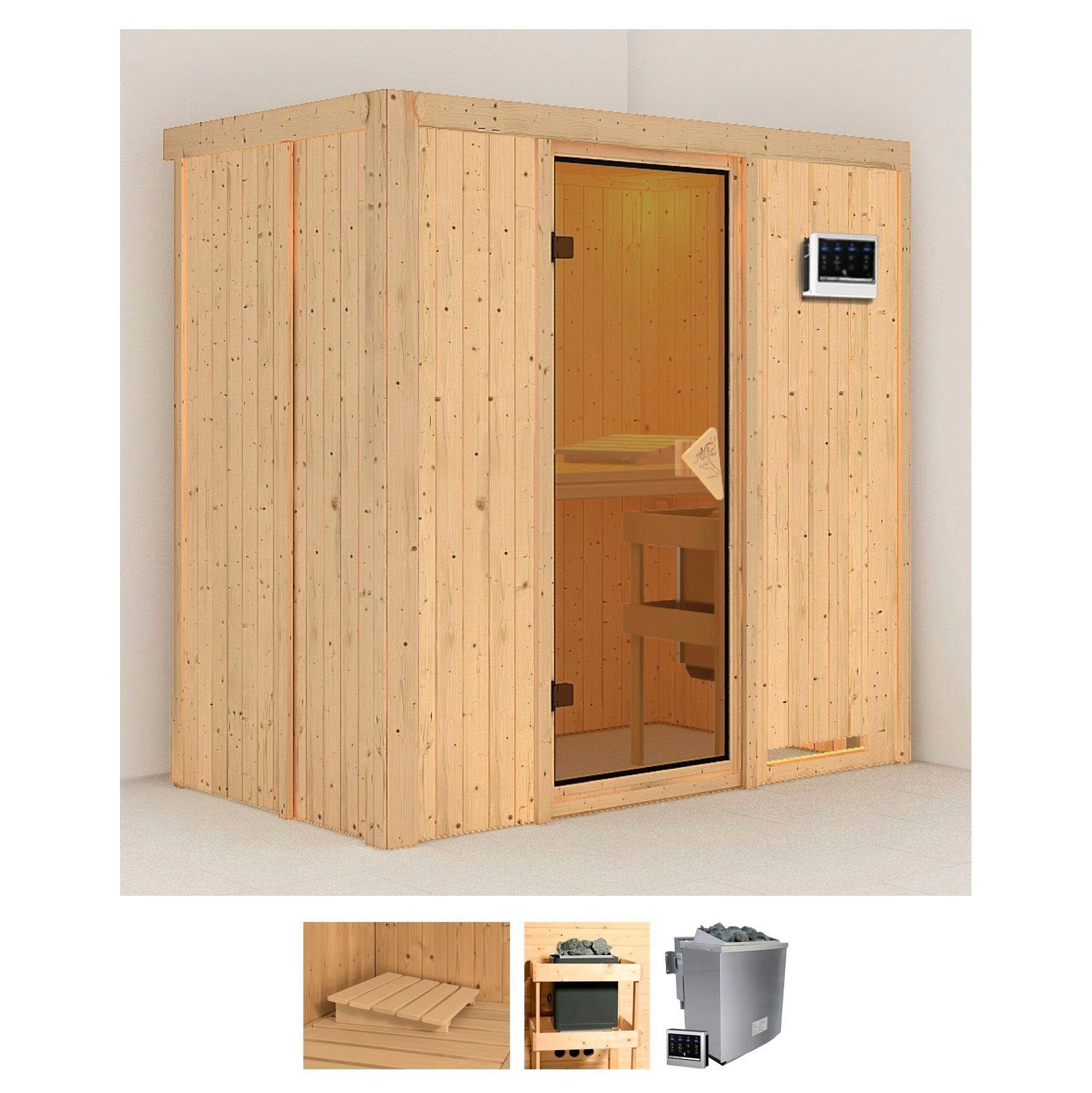 Karibu Sauna "Vada" Set, Ofen 9 kW Bio externe Strg easy