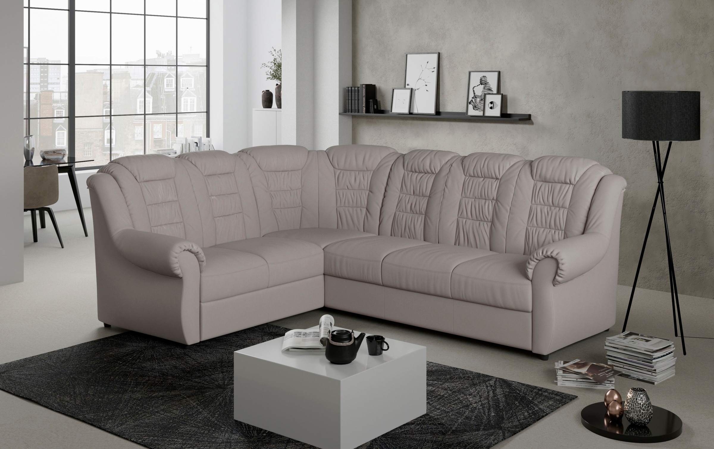Home affaire Ecksofa »Boston L-Form«, mit hoher Rückenlehne, wahlweise mit Bettfunktion & Stauraum