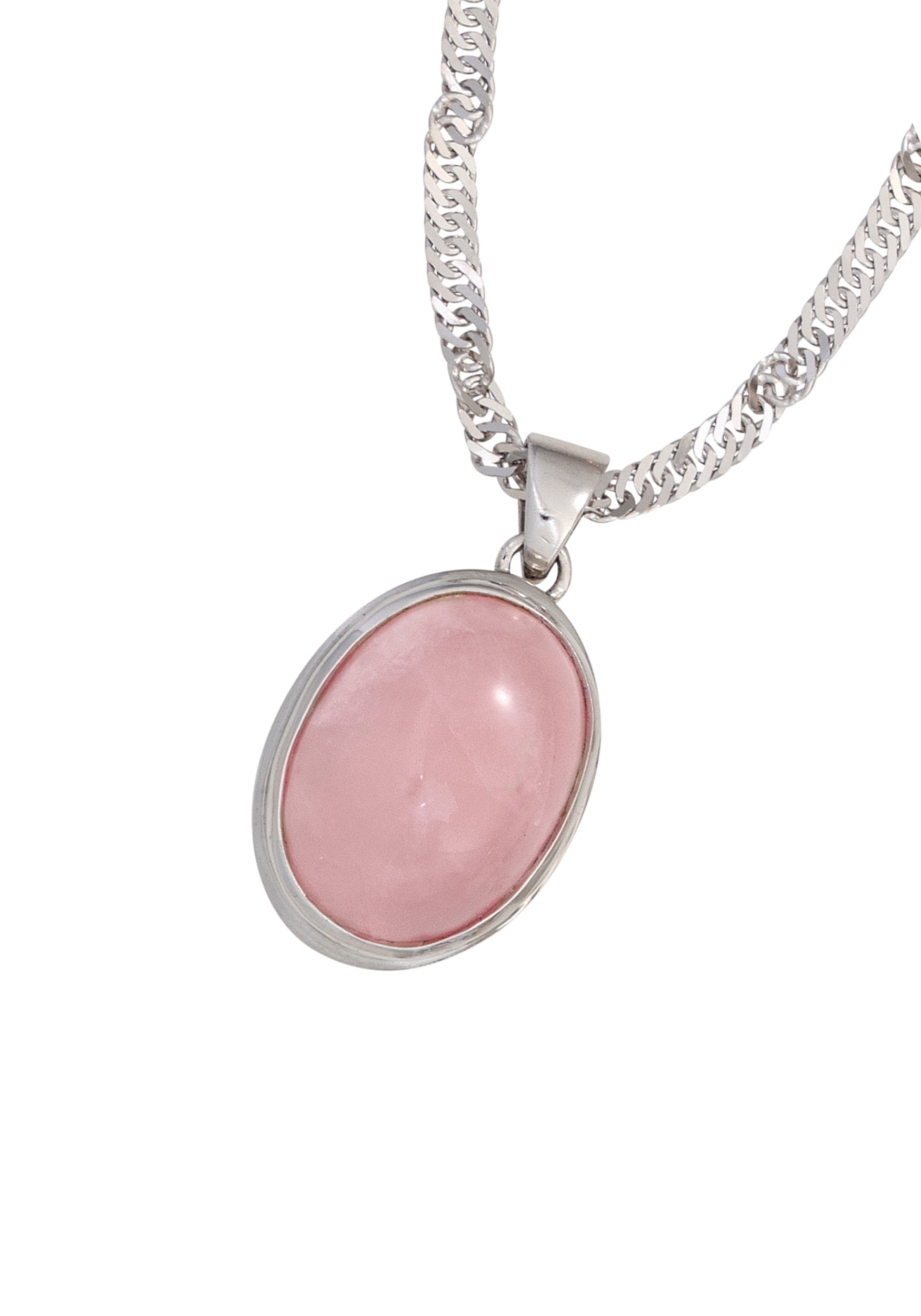 JOBO Kettenanhänger »Anhänger oval«, 925 Silber mit Rosenquarz