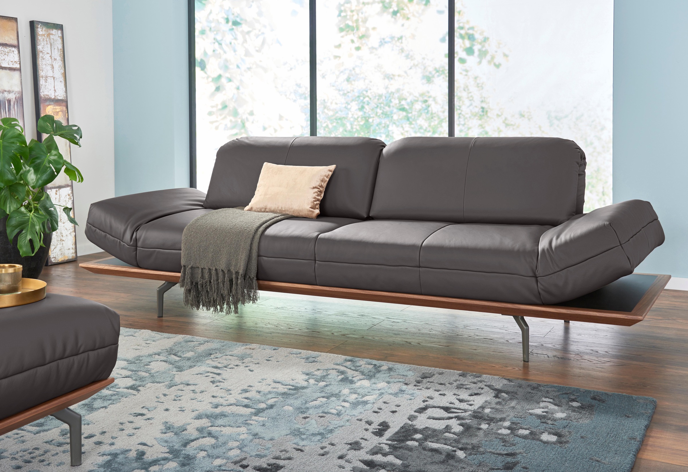 sofa 2 | Eiche Braun Ladendirekt in Nußbaum, 3-Sitzer Natur Qualitäten, Farbe hs.420, Preisvergleich oder in cm, für BxHxT Holzrahmen in 232x129x117 der hülsta