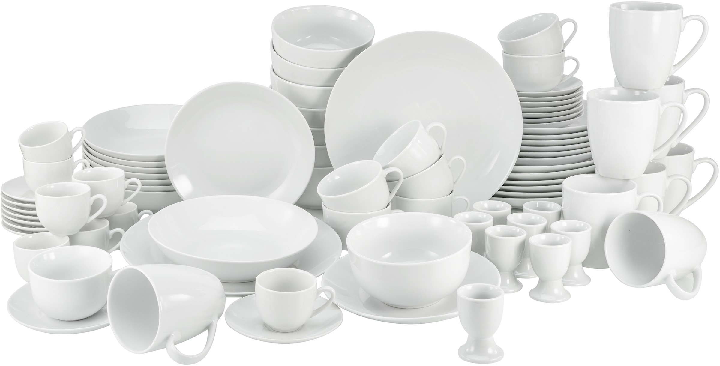 CreaTable Servier-Set »Victoria Weiss«, (Set, 3 tlg., 1 Servierplatte, 1  Mehrzweckschale, 1 Salatschale), Qualitätsporzellan, Klassisch weiß, Made  in Europe | BAUR