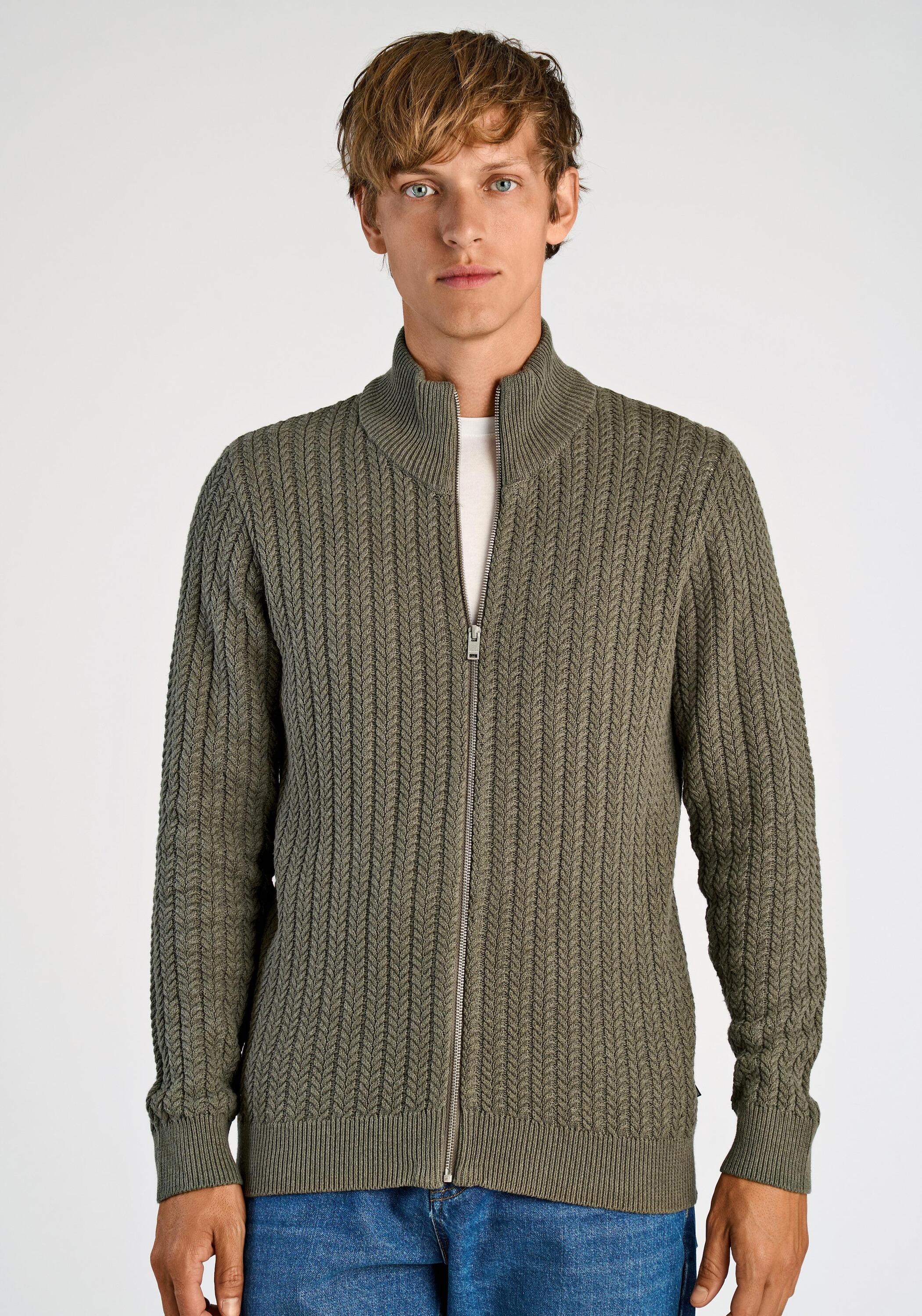 Strickjacke LINDBERGH "Cardigan Relaxed Fit", Herren, Gr. XL, army, Obermaterial: 60% Baumwolle, 40% Polyester, unifarben, Strickjacken Strickjacke