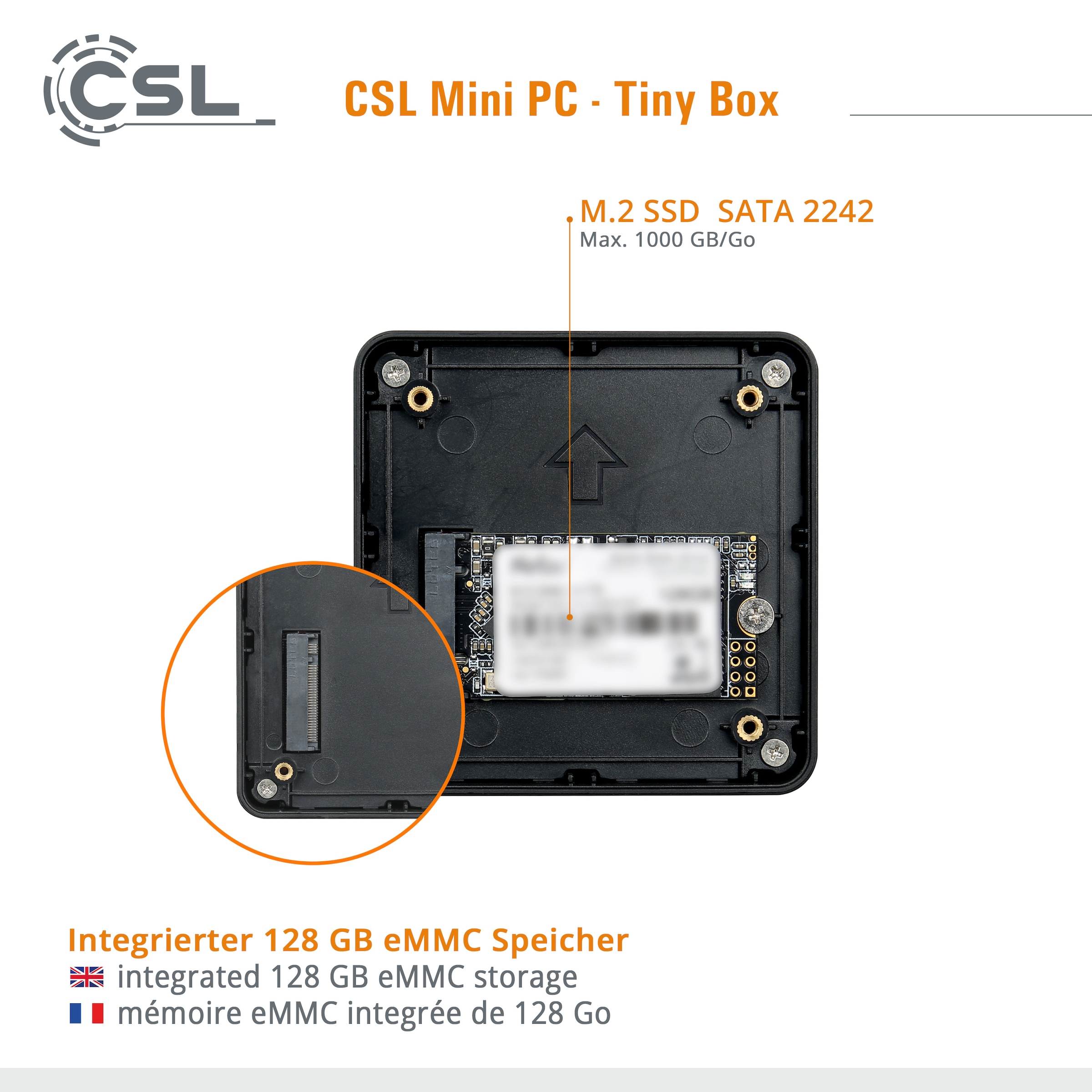 CSL Mini-PC »Tiny Box«, 2m HDMI Kabel