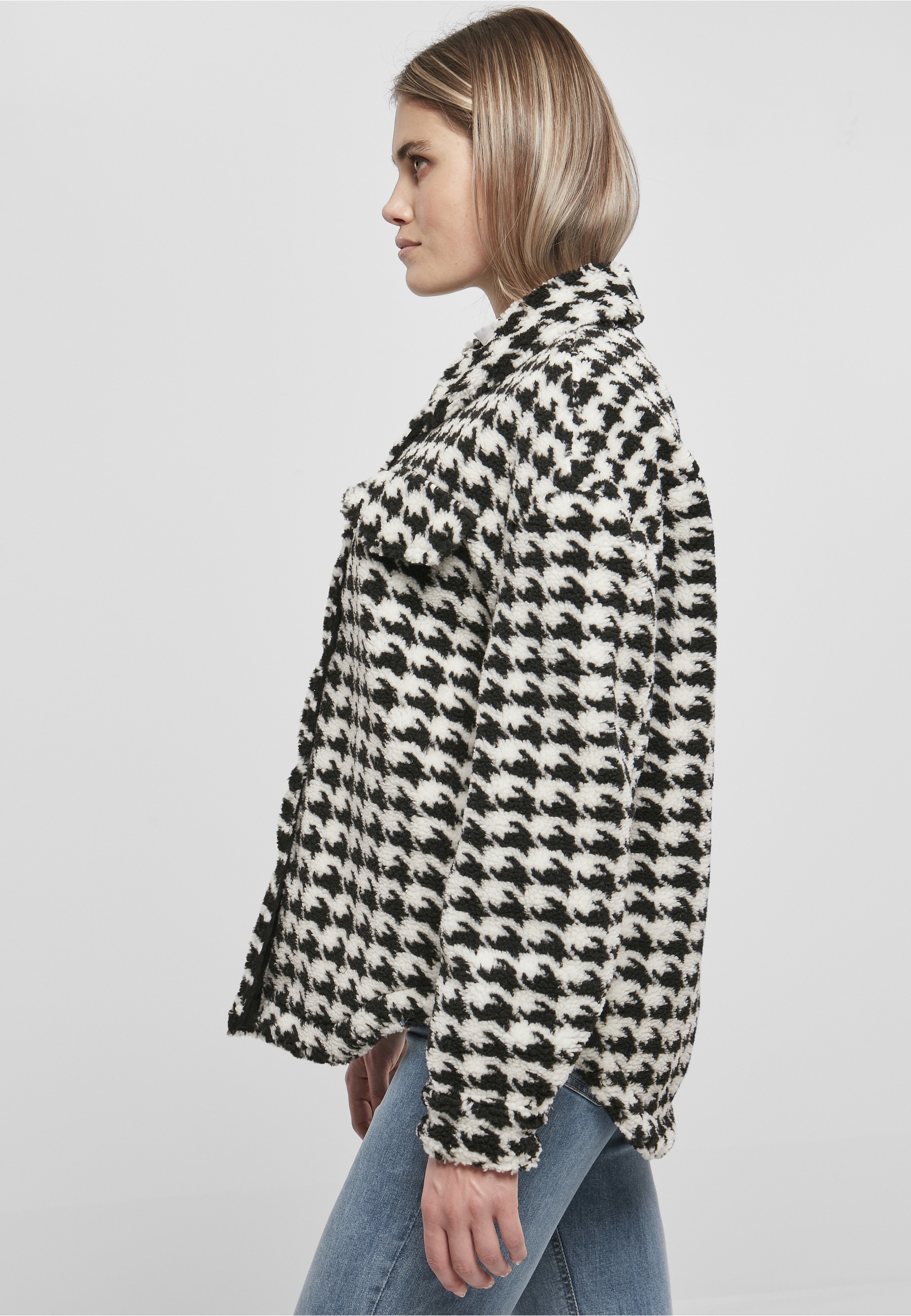 URBAN CLASSICS Langmantel »Urban Classics Damen Ladies AOP Sherpa Overshirt«