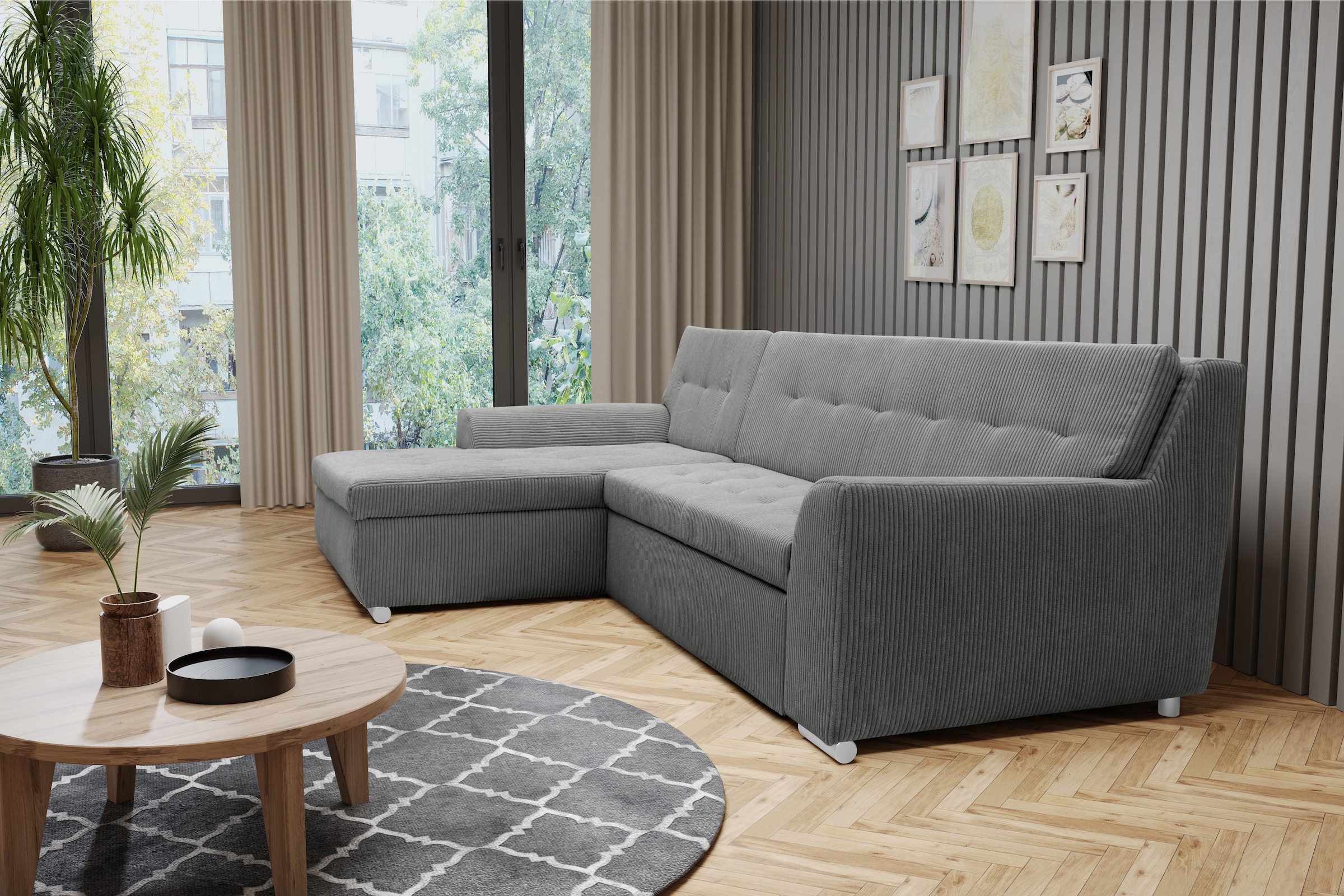 DOMO collection Ecksofa "Treviso viele Bezüge, auch in Cord, L-Form, B/T/H: günstig online kaufen