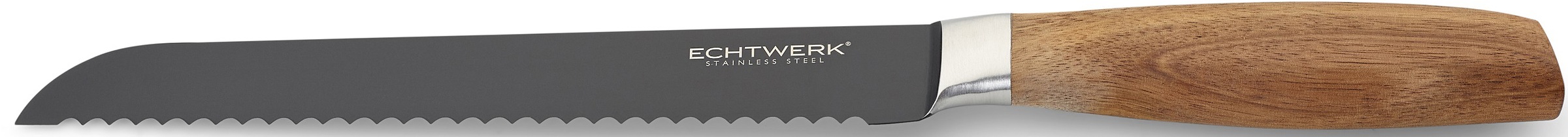 ECHTWERK Brotmesser »Classic«, (1 tlg.), aus hochwertigem Stahl, Akazienholzgriff, Black-Edition, 20 cm