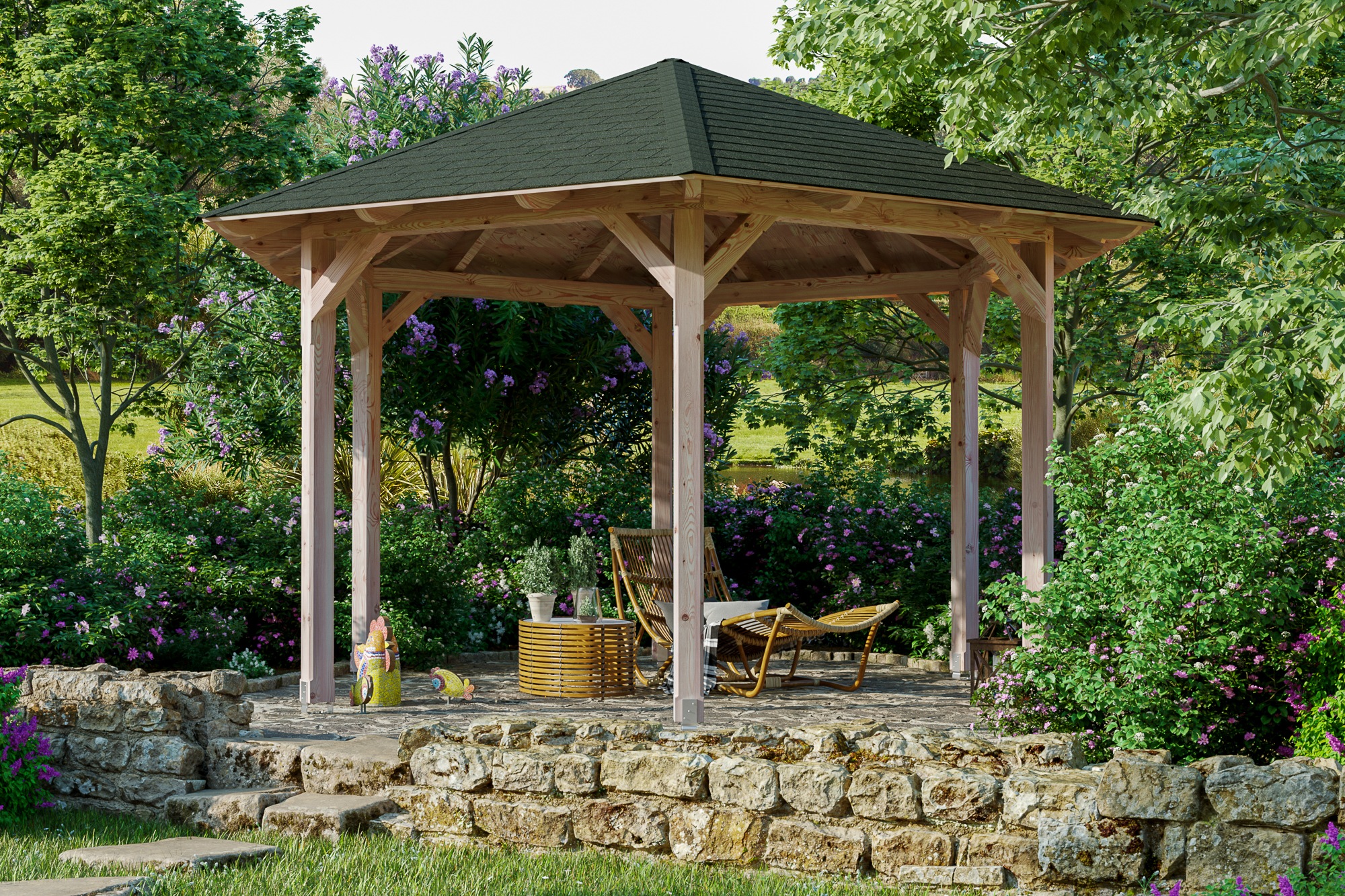 Skanholz Holzpavillon »Colmar 3«, Douglasie, 393 x 340 cm