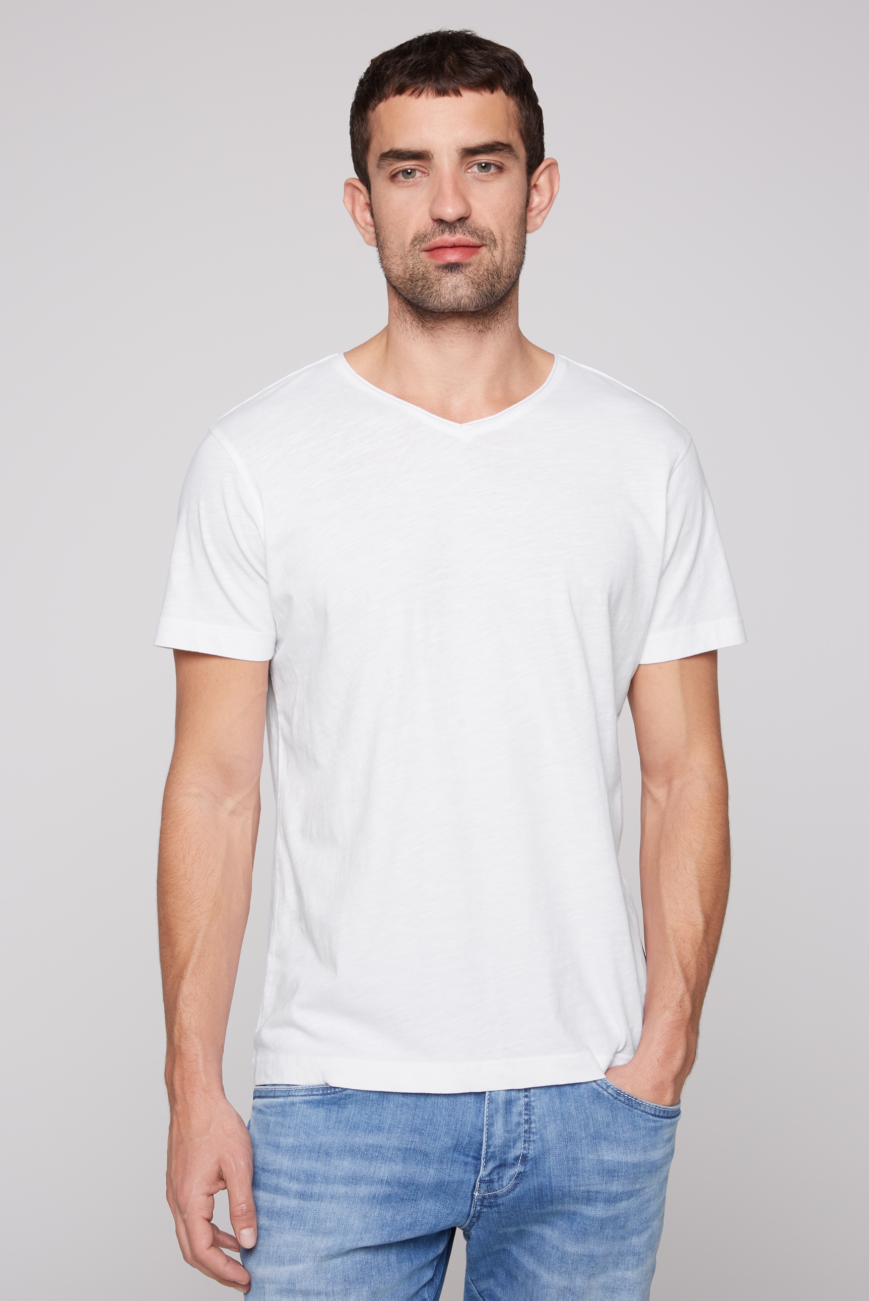 V-Shirt, aus Baumwolle