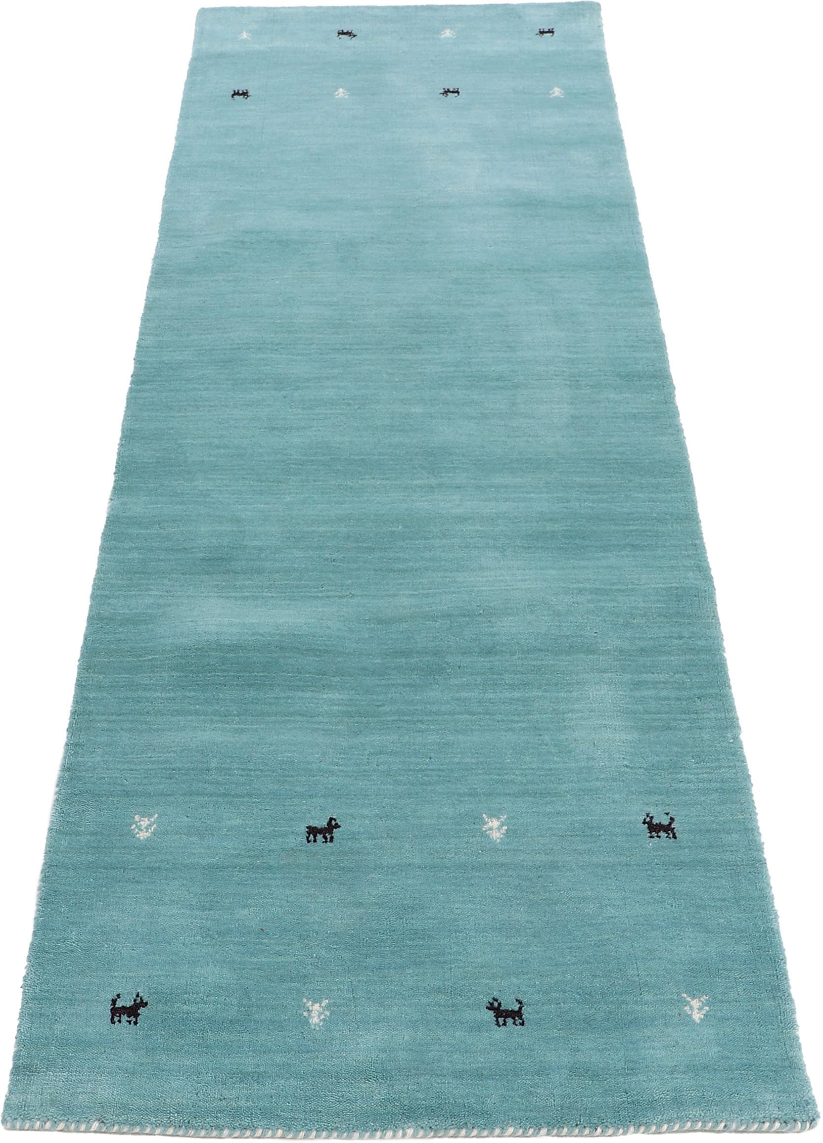 carpetfine Wollteppich »Gabbeh Uni, auch als Läufer erhältlich«, rechteckig, 15 mm Höhe, reine Wolle, handgewebt, Gabbeh Loom Tiermotiv, große Farbauswahl
