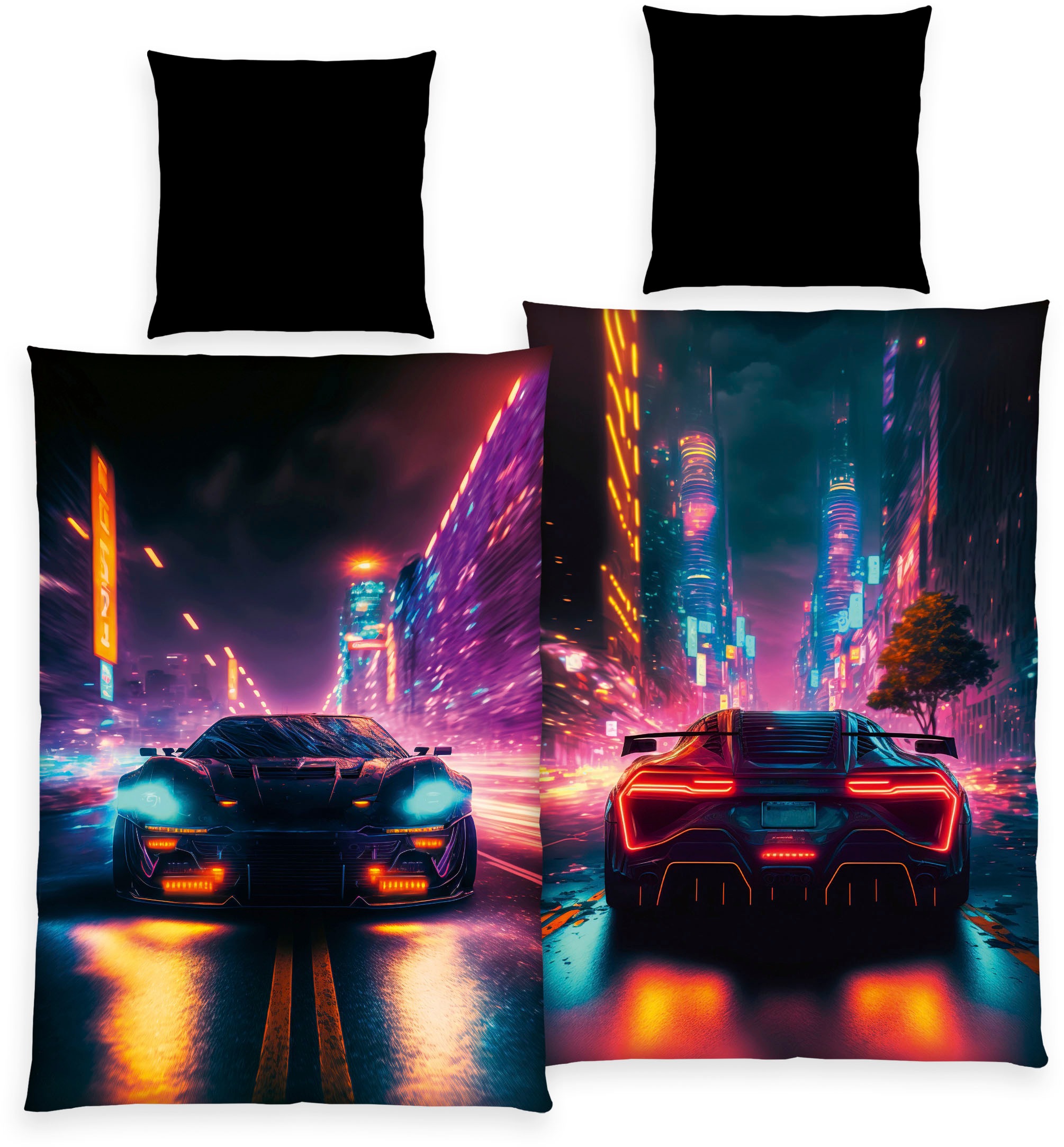 Herding Young Collection Bettwäsche "YC Neoncar" 2 Stk. tlg. mit coolem Mot günstig online kaufen