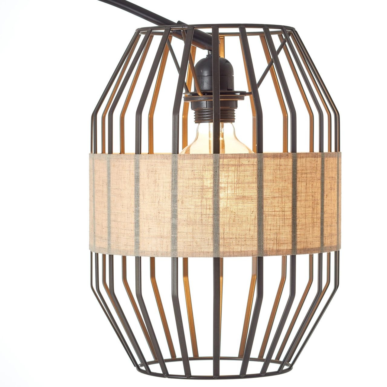 Brilliant Bogenlampe »Slope«, 1 flammig, Leuchtmittel E27 | ohne Leuchtmittel, mit Fußschalter, 171 cm Höhe, E27, Metall/Textil, schwarz/natur