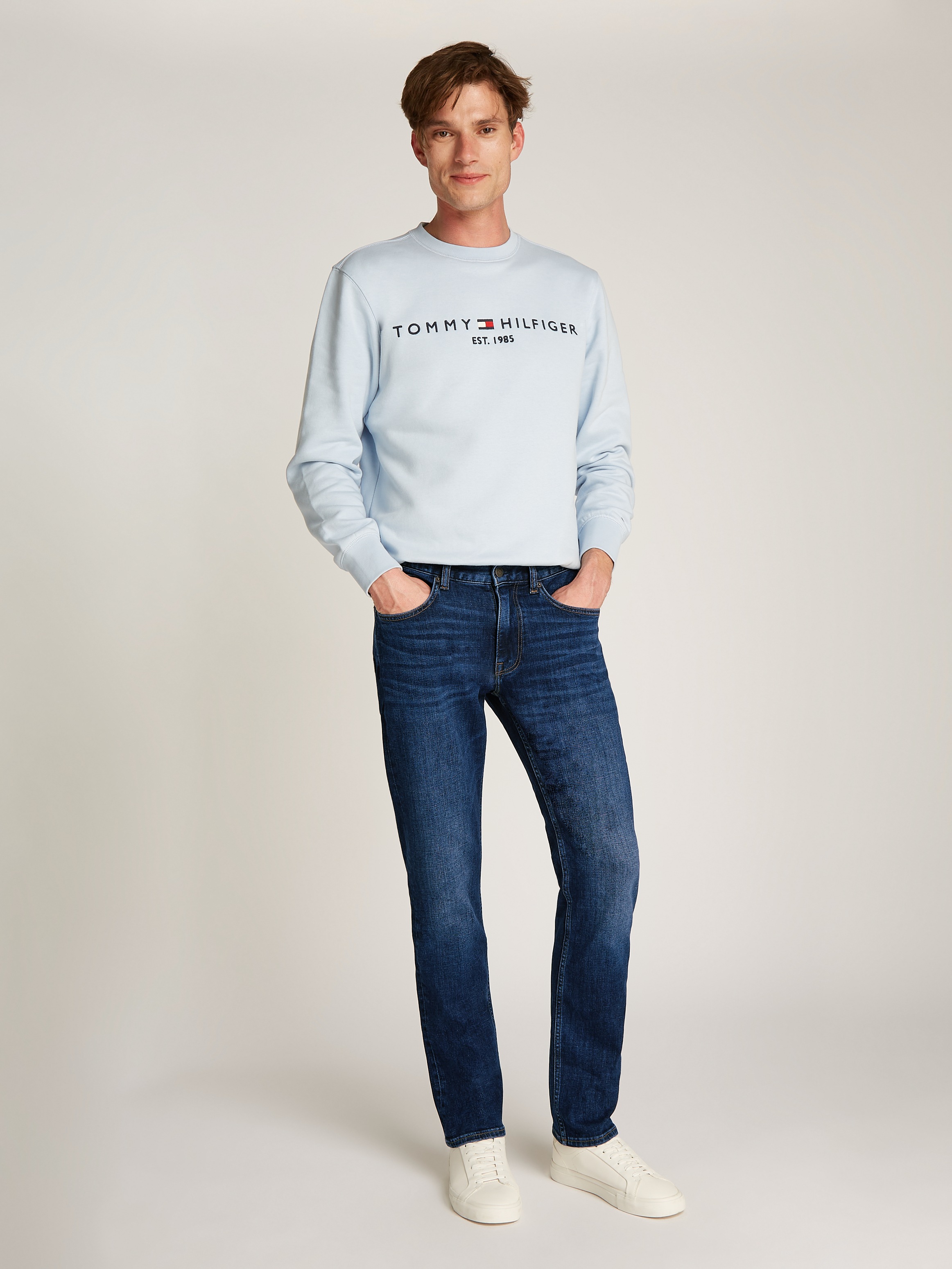 Straight-Jeans TOMMY HILFIGER "CORE DENTON", Herren, Gr. 30, Länge 32, blau (dunkelblau), Denim/Jeans, Obermaterial: 94% Baumwolle, 4% Elastomultiester, 2% Elasthan, straight fit, Jeans Straight-Jeans 6