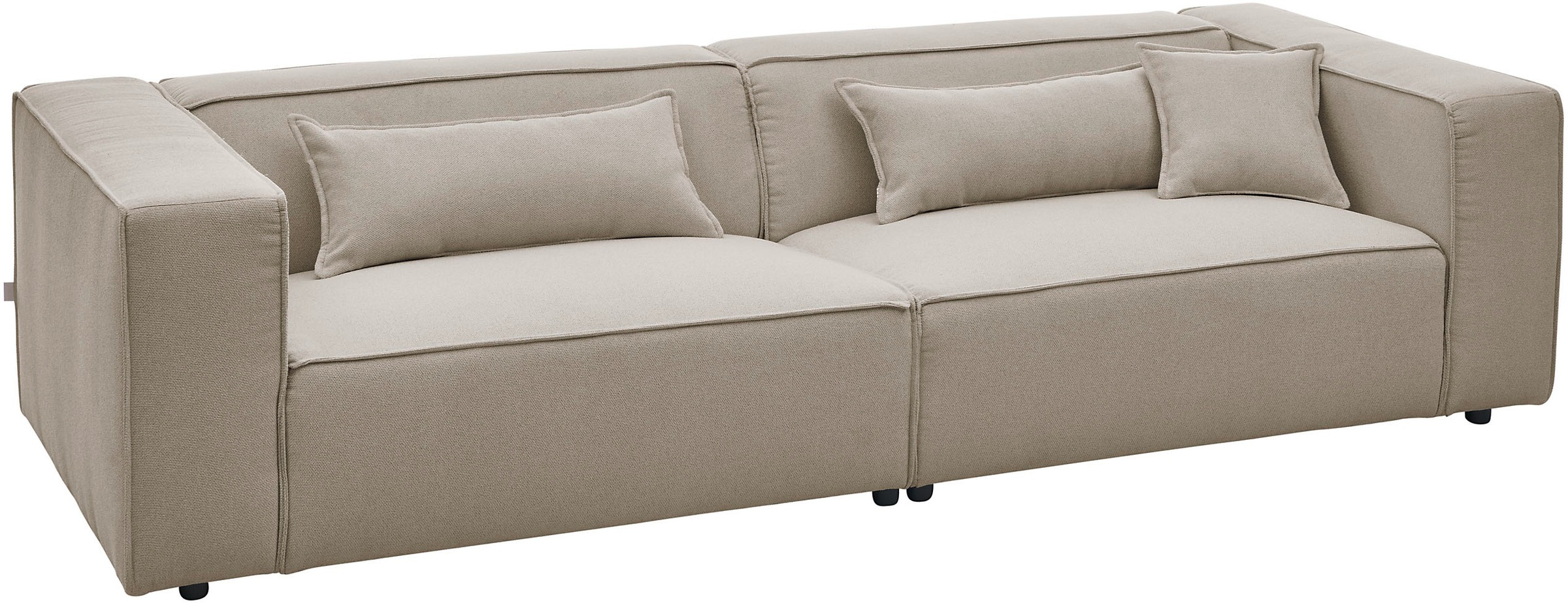LeGer Home by Lena Gercke 3-Sitzer »PIARA, Couch mit Kedernaht, Sofa in Cord oder Leinenoptik«, schwarze Füße, bequemer Sitzkomfort