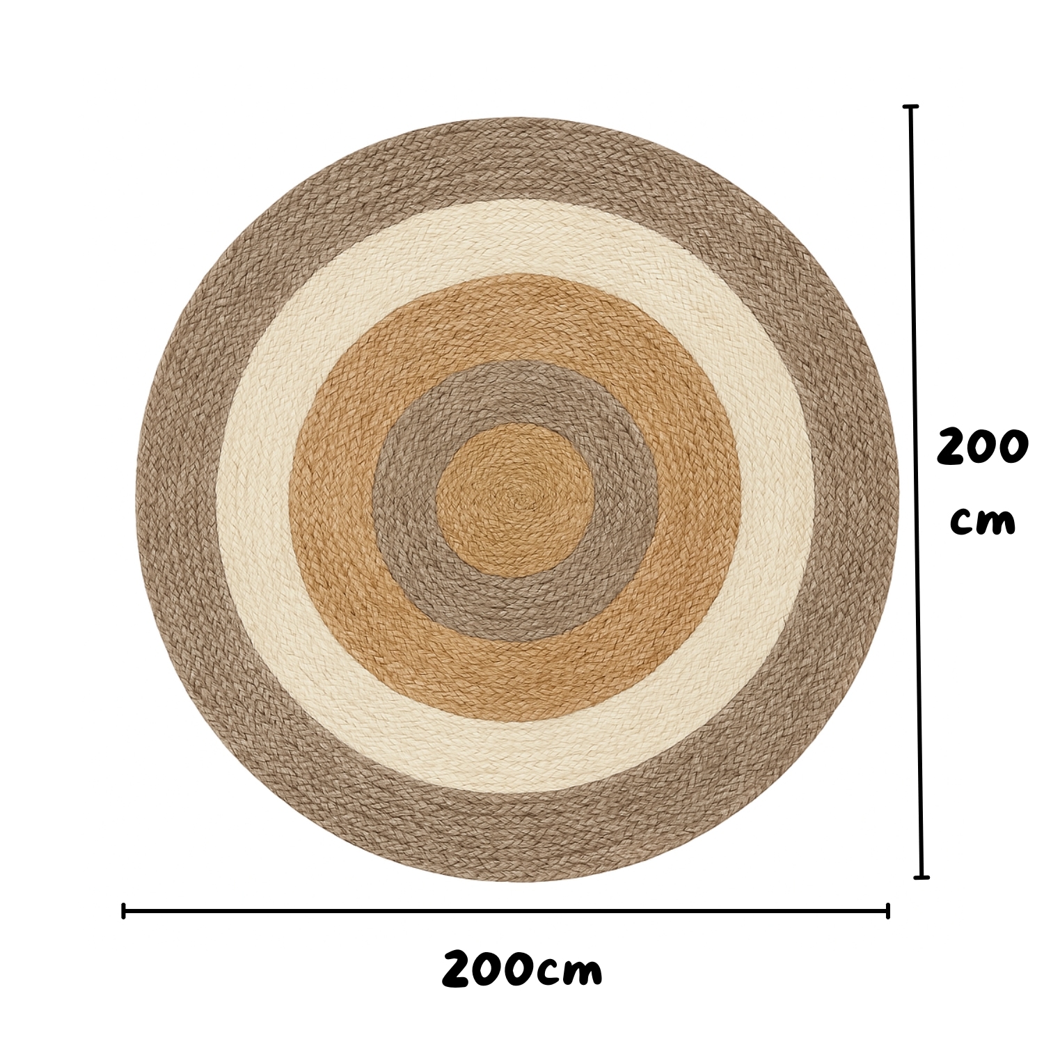 Myflair Möbel & Accessoires Teppich »Terra Rings«, rund, 10 mm Höhe, Juteteppich, handgeflochten, Wendeteppich, gestreift, reine Naturfaser
