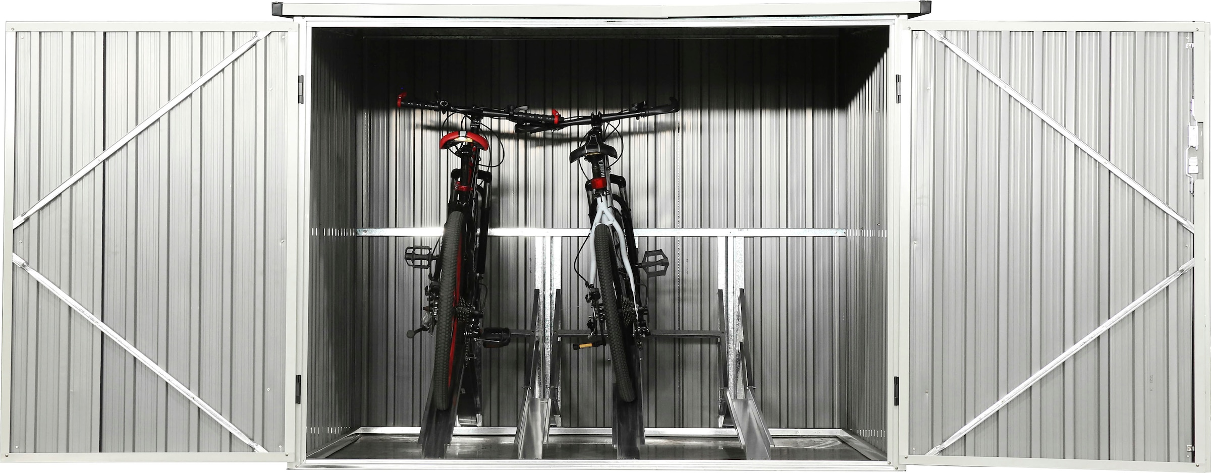 WESTMANN Aufbewahrungsbox »Fahrradgarage«, mit integrierten Fahrradständern, aus pulverbeschichtetem Stahl