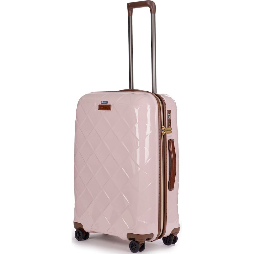 Stratic Hartschalen-Trolley »Leather&More M, rose«, 4 Rollen, Reisekoffer Reisegepäck Aufgabegepäck TSA-Zahlenschloss