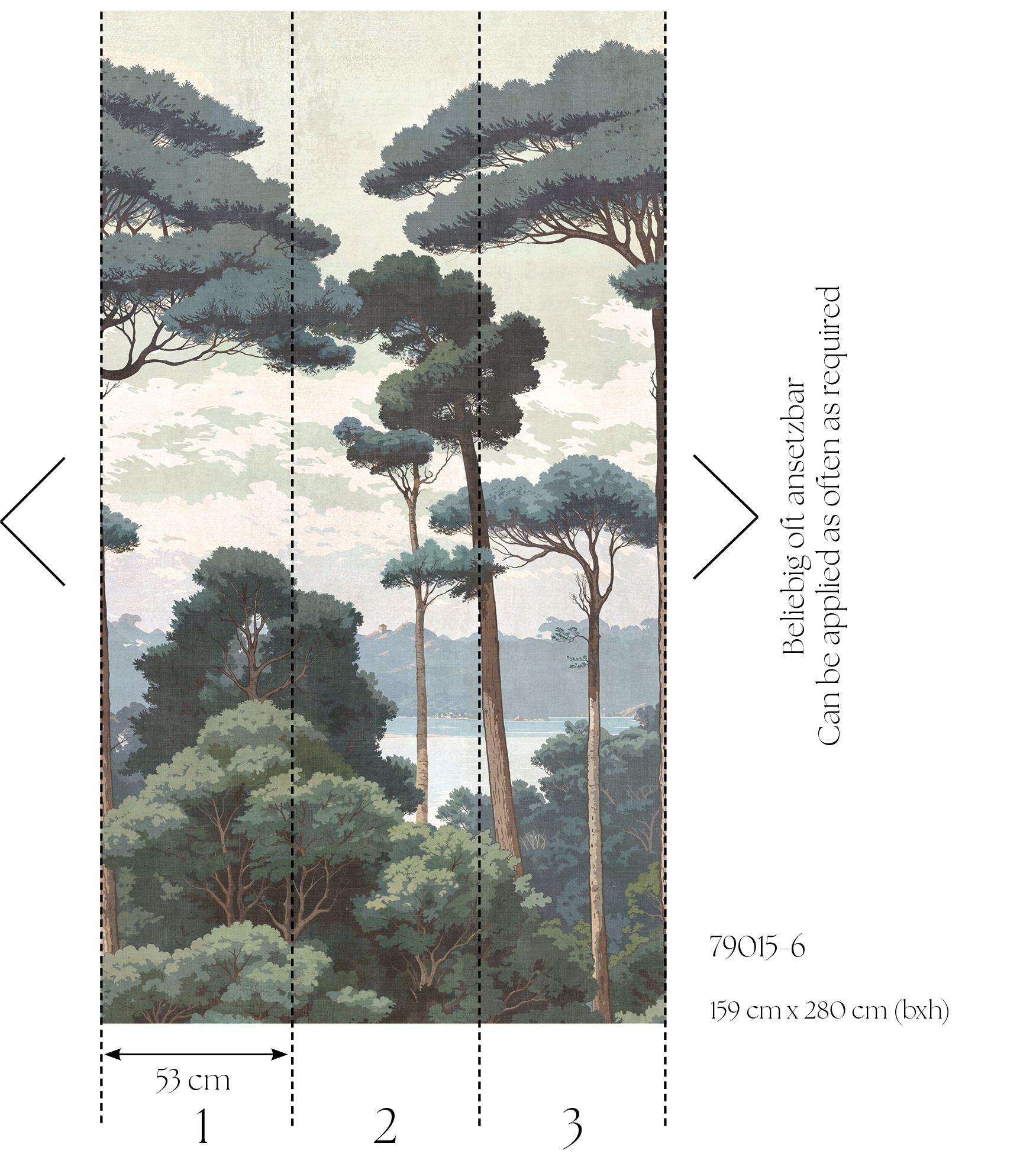 living walls Vliestapete »Fototapete Wald Kiefern Grau Grün erweiterbar« Wald strukturiert