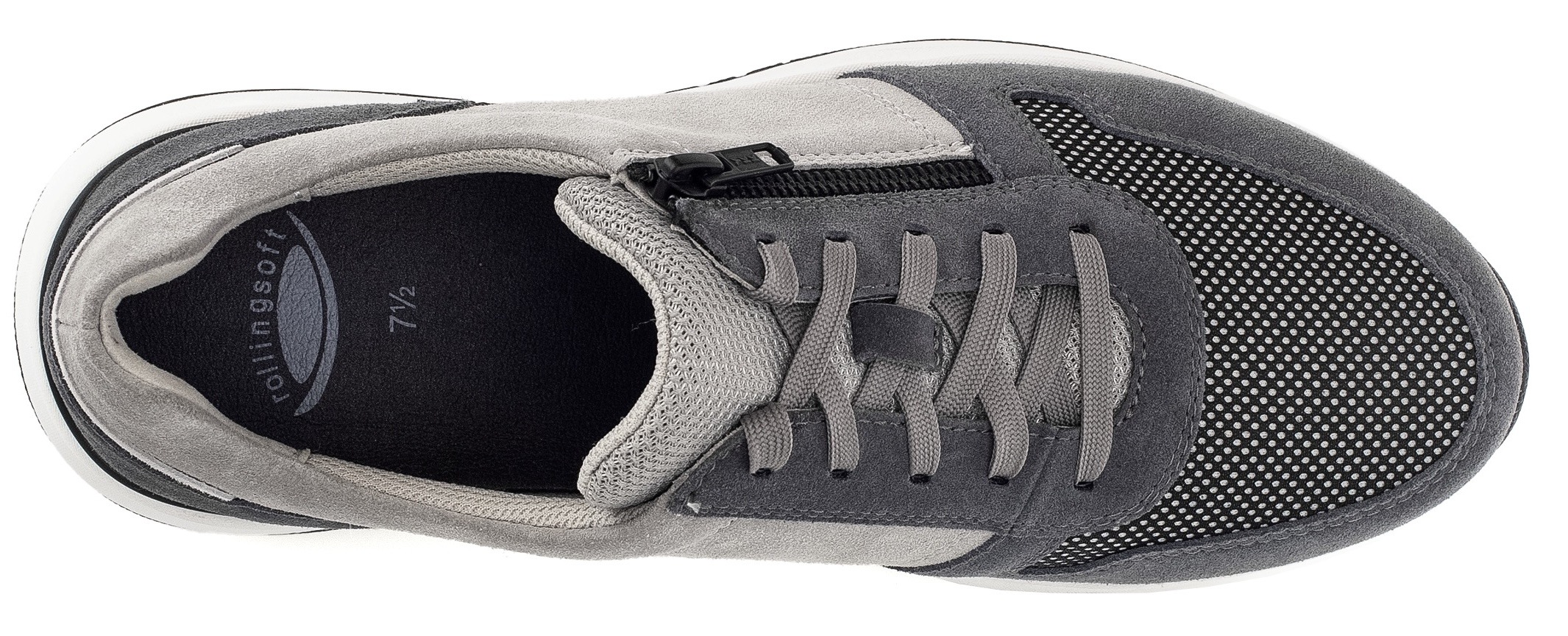 Gabor Rollingsoft Keilsneaker, Freizeitschuh, Halbschuh, Schnürer mit Außenreißverschluss, G-Weite