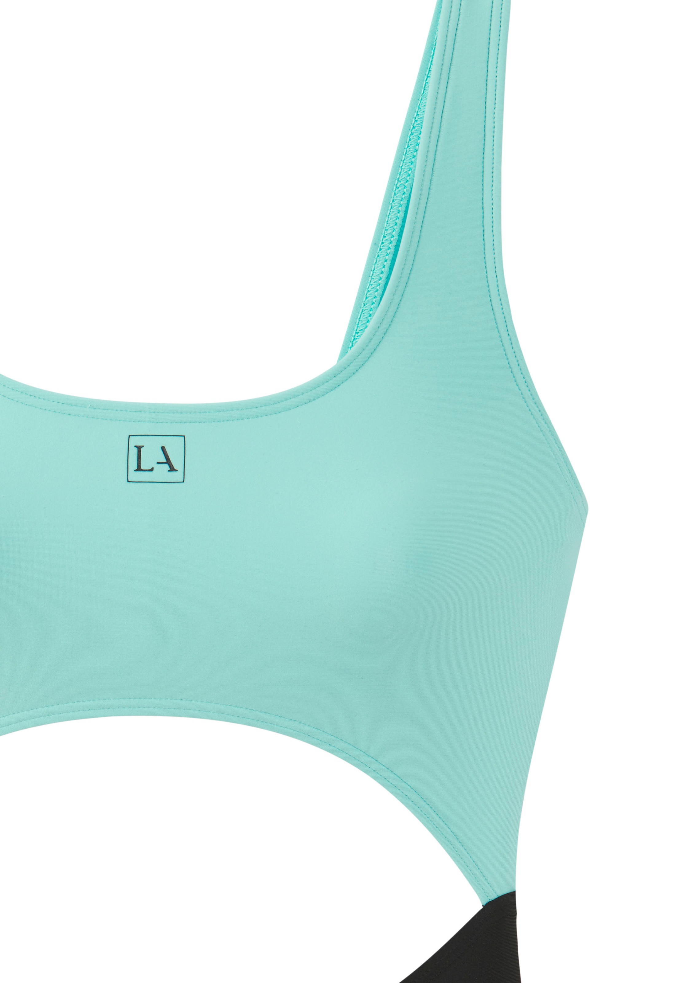 Badeanzug LASCANA ACTIVE, Damen, Gr. 46, N-Gr, schwarz (schwarz, mint), Recycling-Polyamid, Xtra Life LYCRA, Colorblocking, Badeanzüge Badeanzug, mit modischem Cut-Out 3
