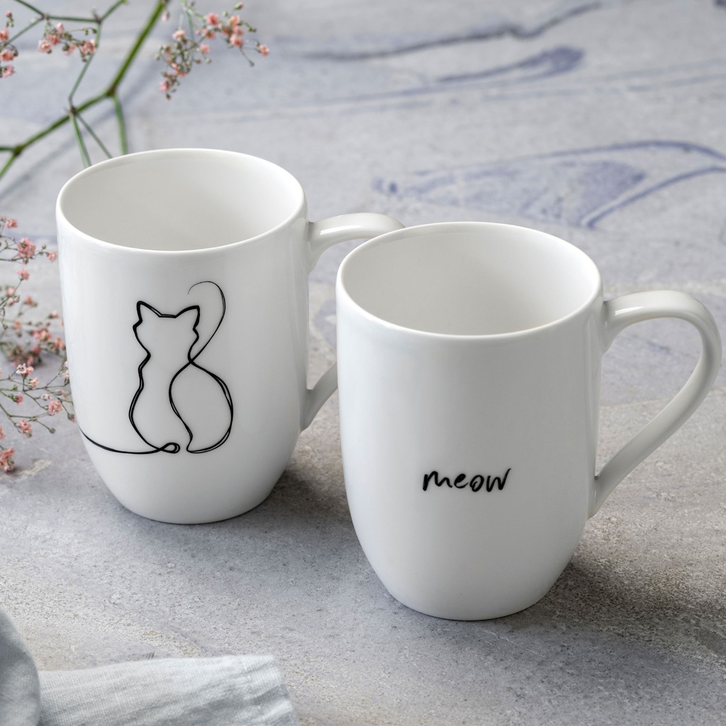 Villeroy & Boch Becher »Kaffeebecher Cat Statement 280 ml 2er Set weiß«