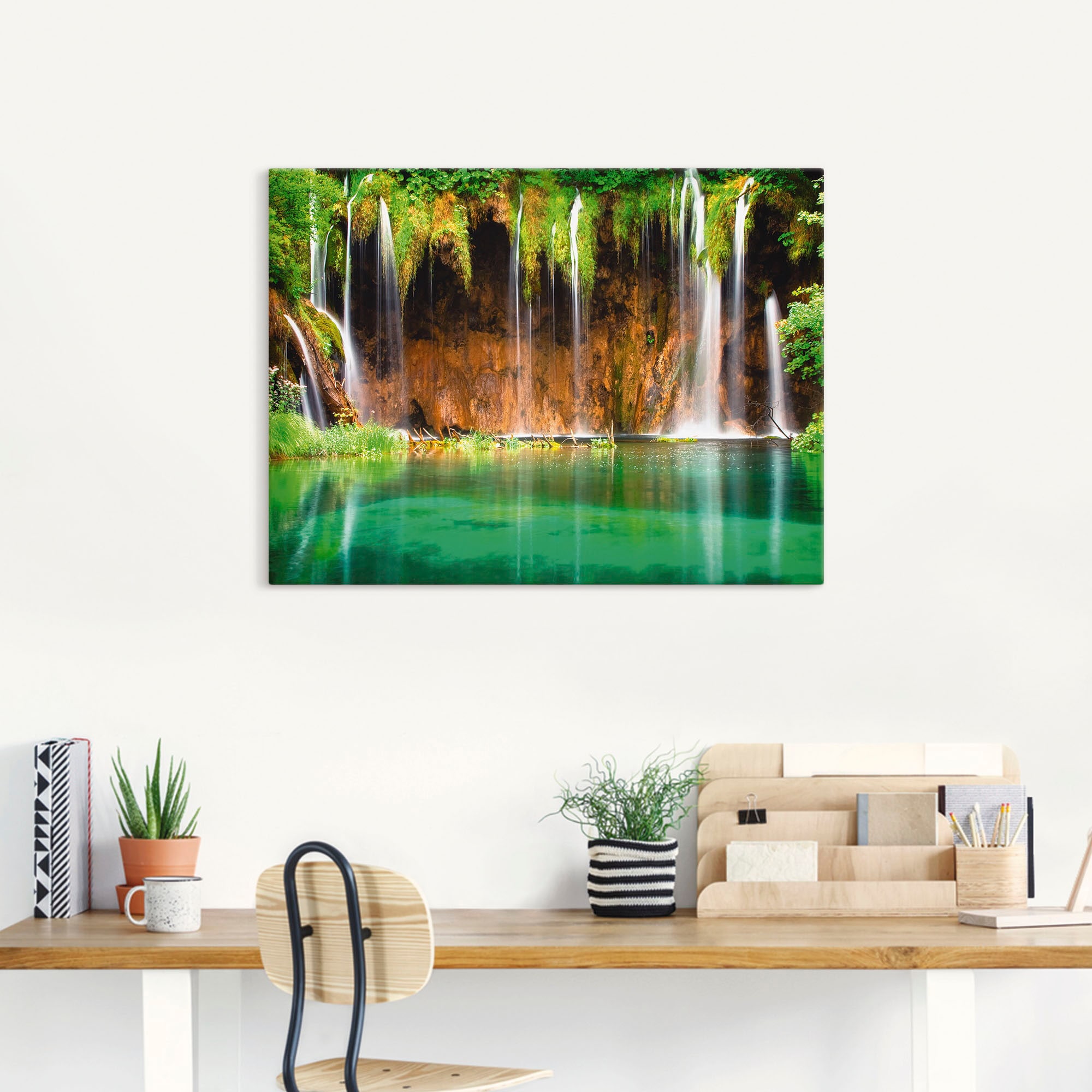 Artland Wandbild "Schöner Wasserfall im Wald", Gewässer, (1 St.), als Leinw günstig online kaufen