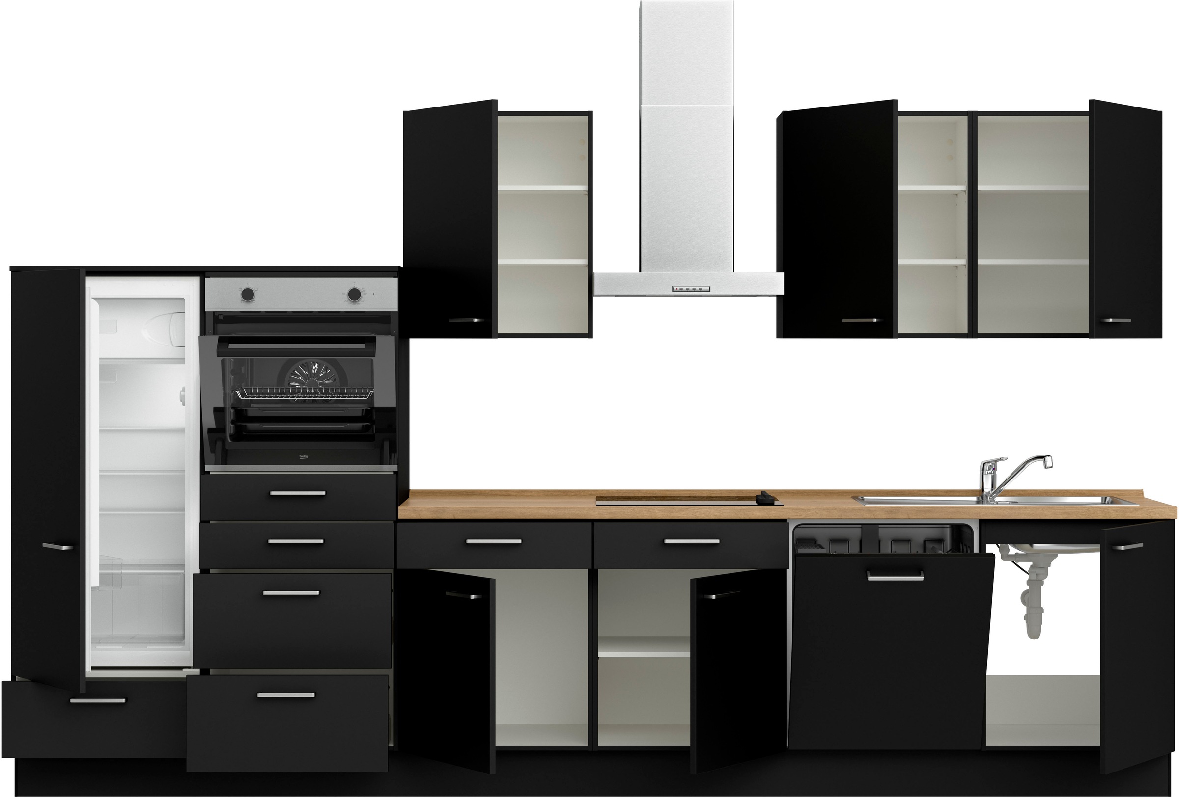 nobilia® Küchenzeile »"Touch I"«, vormontiert, Ausrichtung wählbar, Breite 360 cm, wahlw. mit E-Geräten